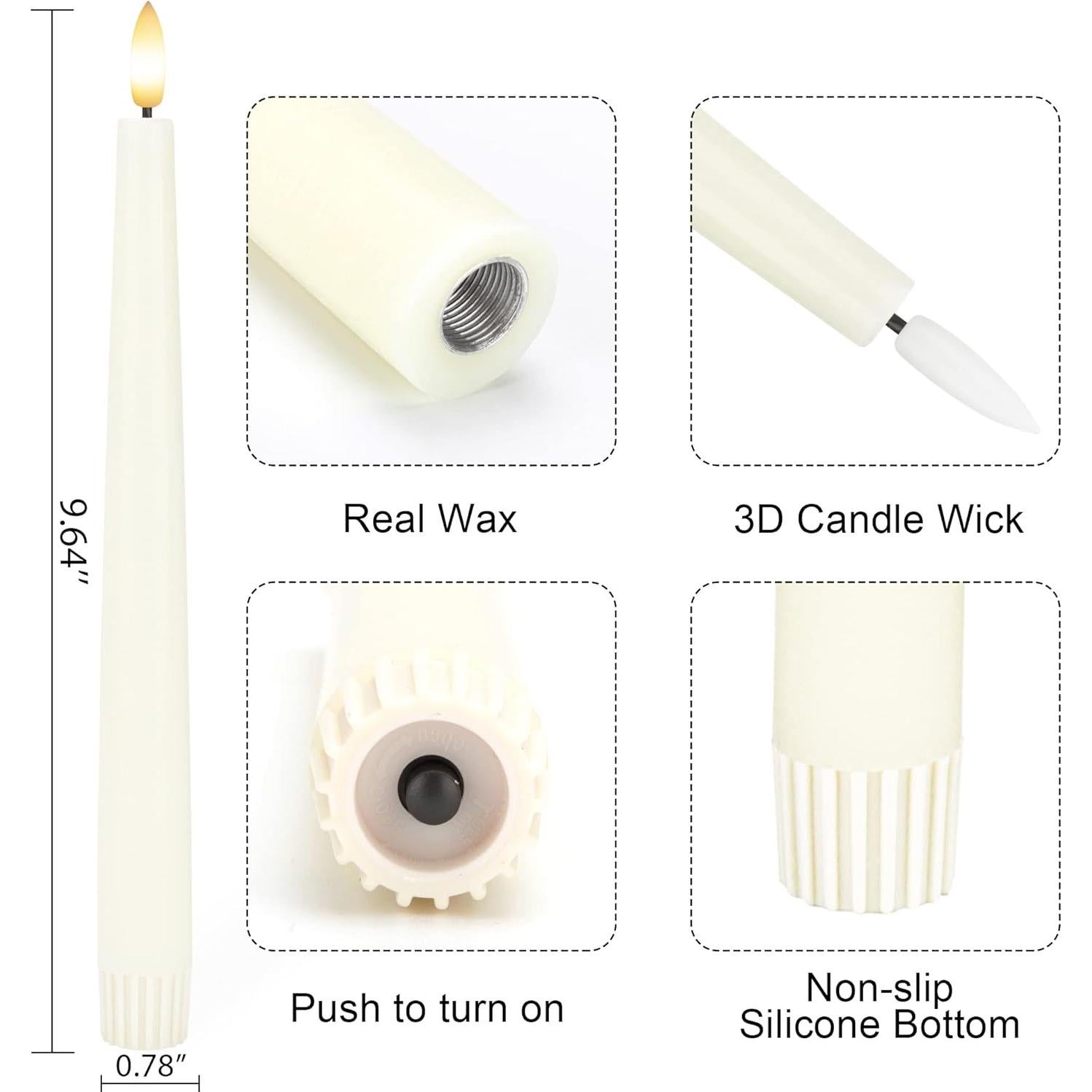 Velas Taper LED AFINETH 24.4 cm Sin Llama con Control Remoto