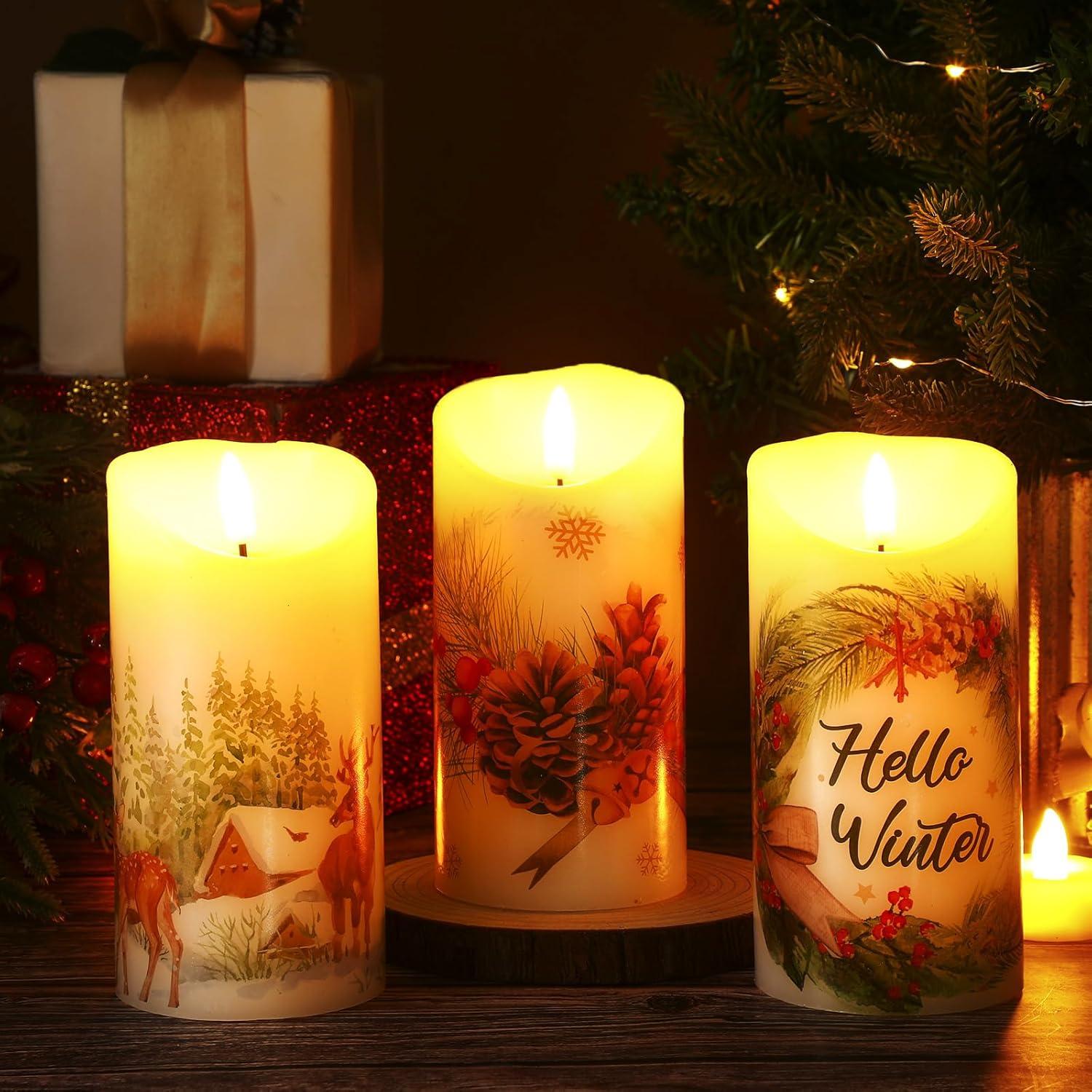 Velas LED Decorativas ROCEEI 3 Pcs Estilo Bosque 15 cm