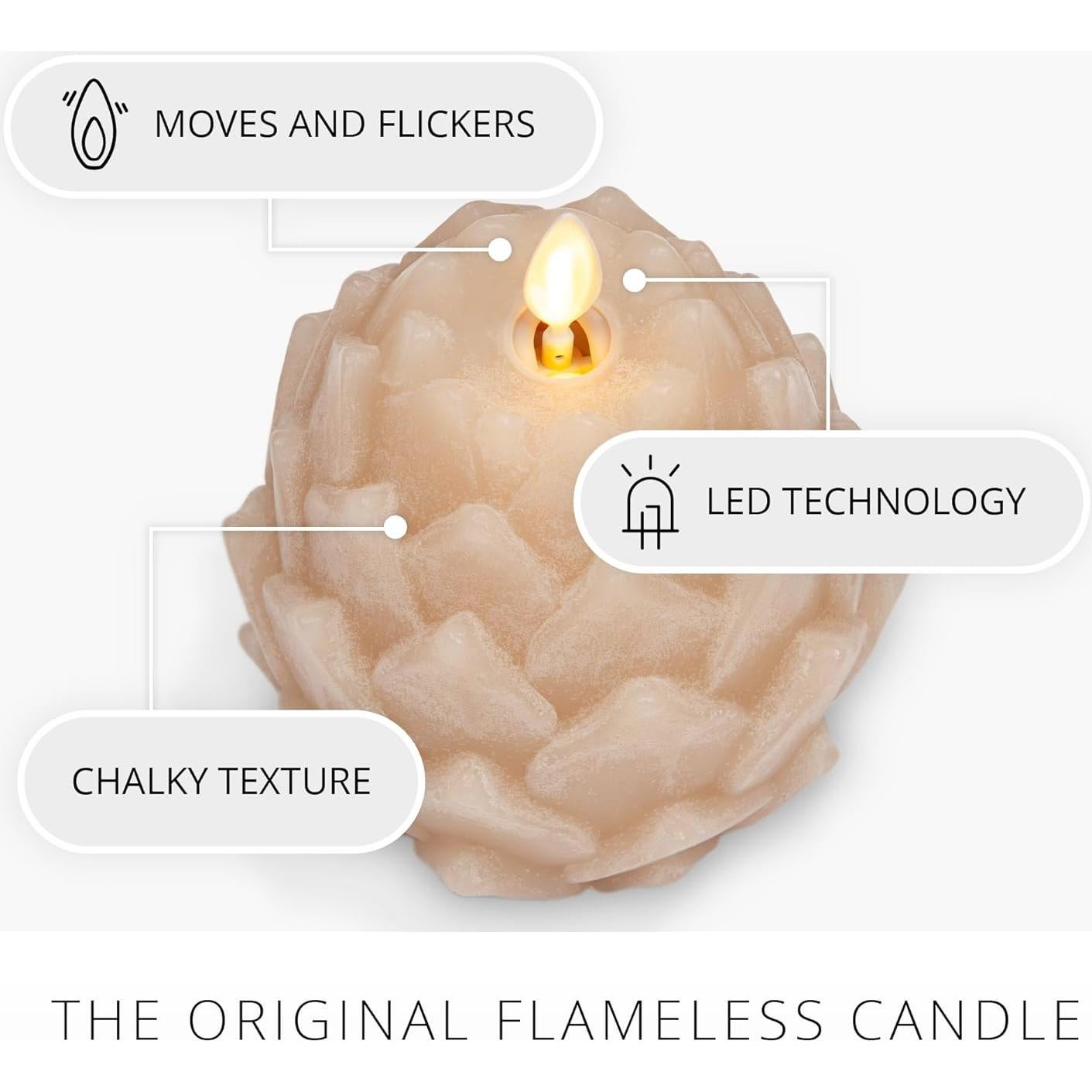 Vela LED Sin Llama Luminara Artichoke Arcilla Horneada 9.1x10.8cm