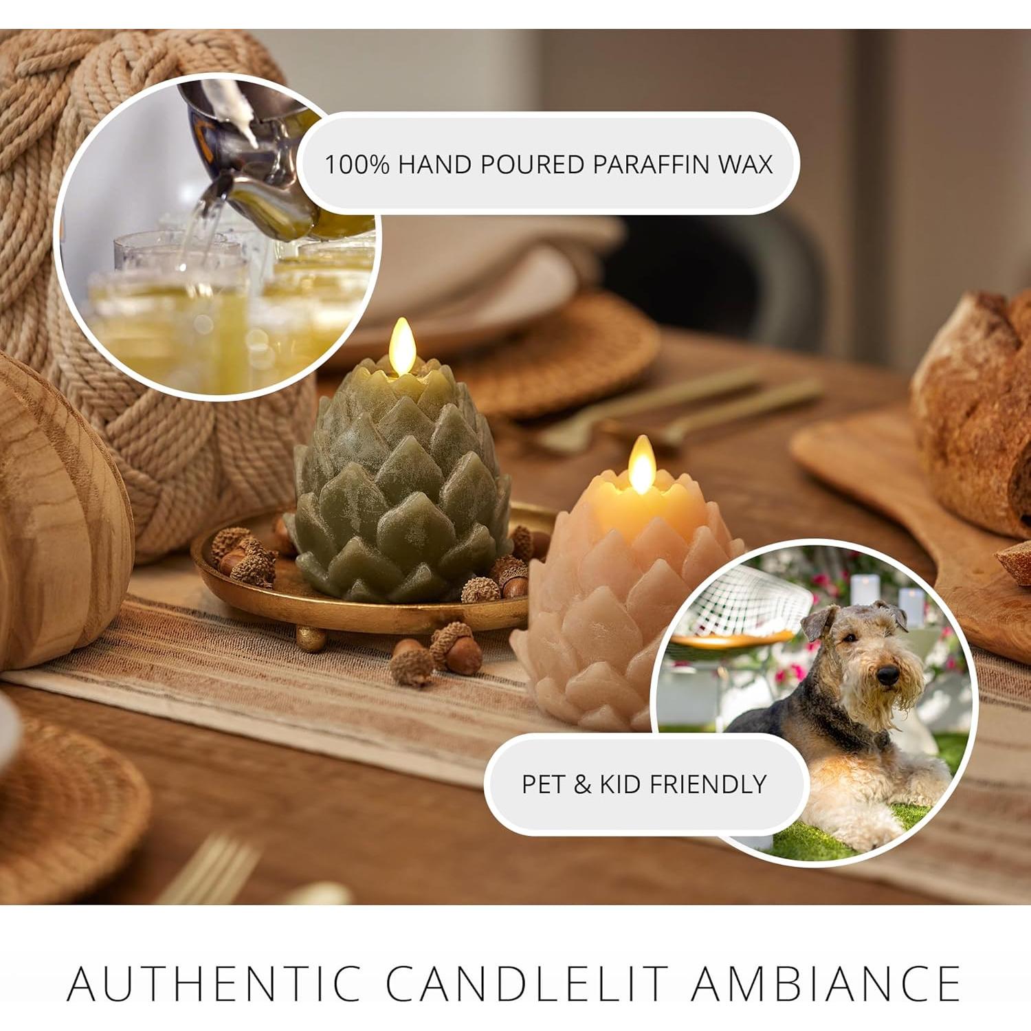 Vela LED Sin Llama Luminara Artichoke Arcilla Horneada 9.1x10.8cm