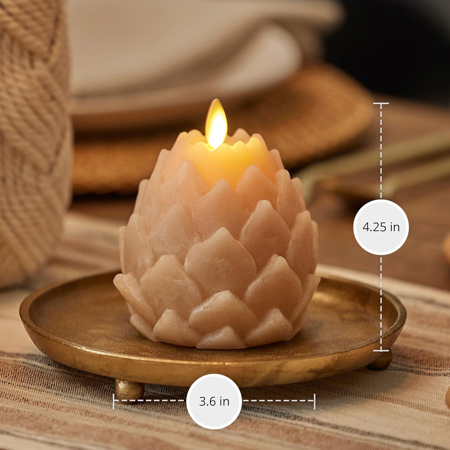 Vela LED Sin Llama Luminara Artichoke Arcilla Horneada 9.1x10.8cm