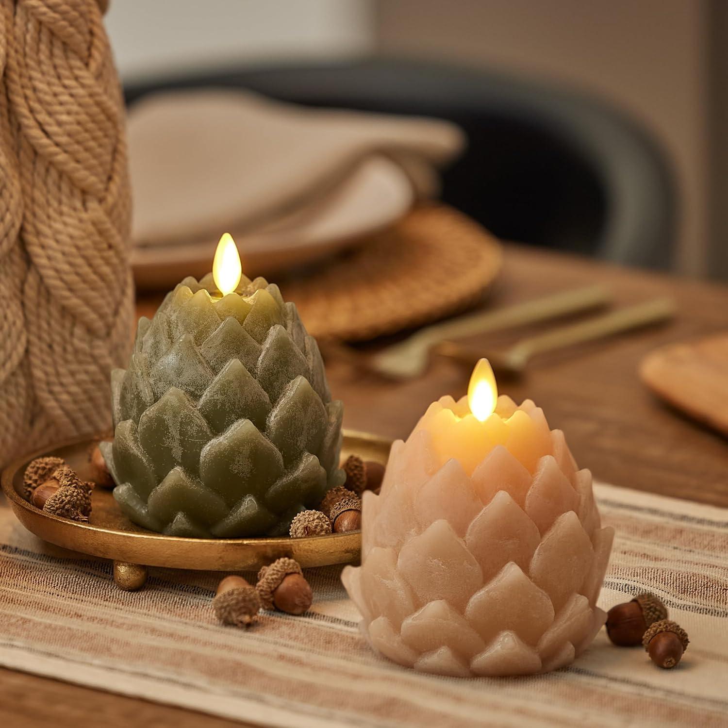 Vela LED Sin Llama Luminara Artichoke Arcilla Horneada 9.1x10.8cm