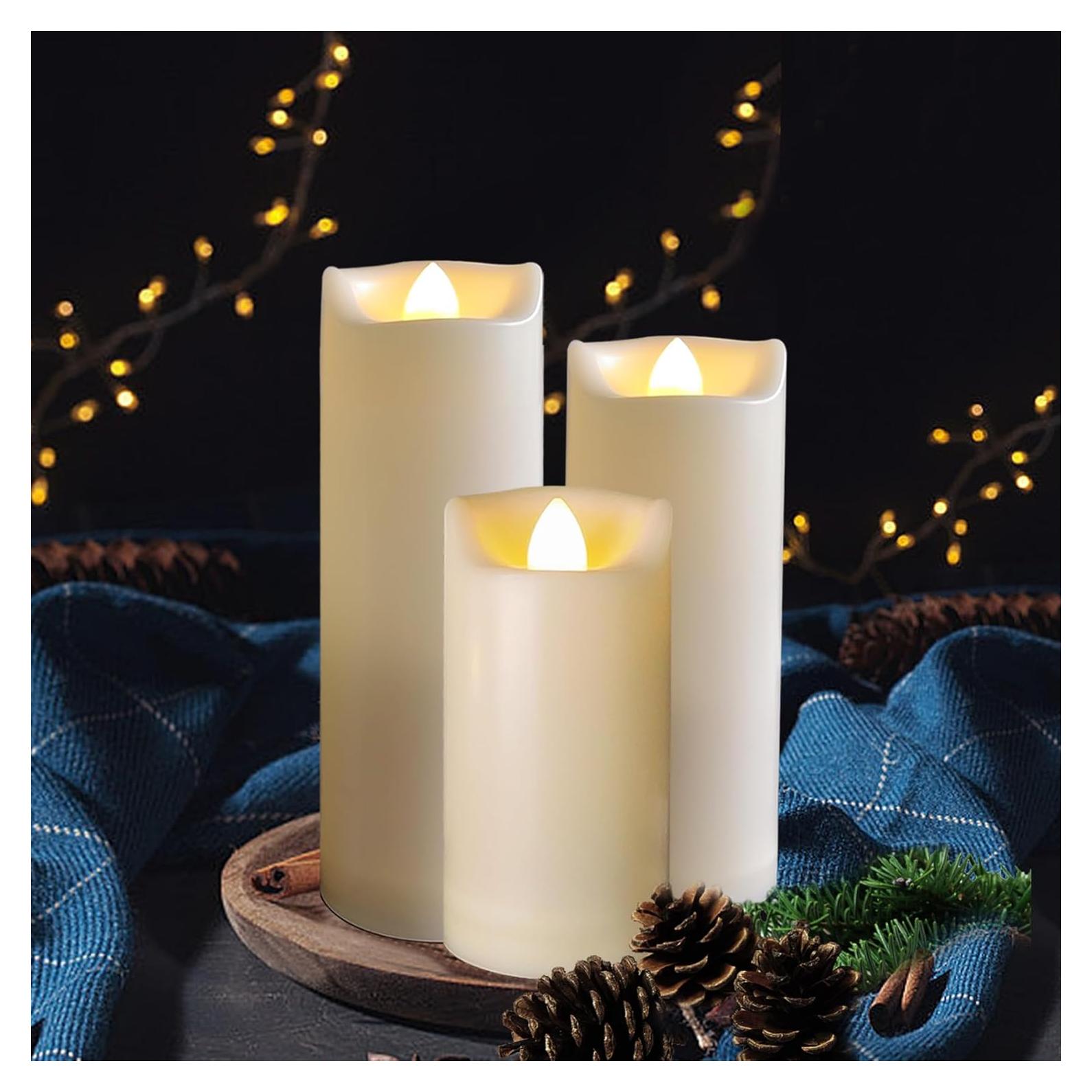 Paquete de 3 Velas LED a Batería 5.08cm x 10.16cm Sin Llama