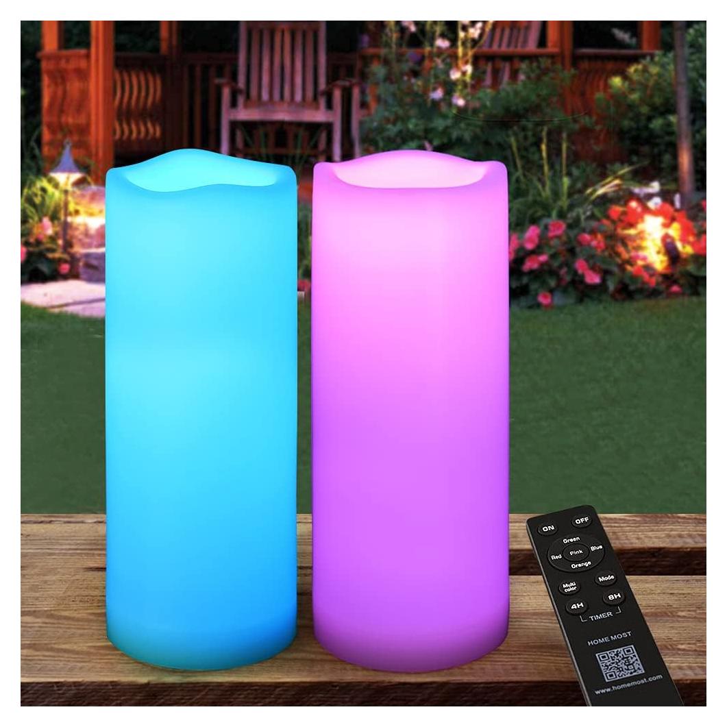 Paquete de 2 Velas LED Multicolor 3x8 HOME MOST para Exterior