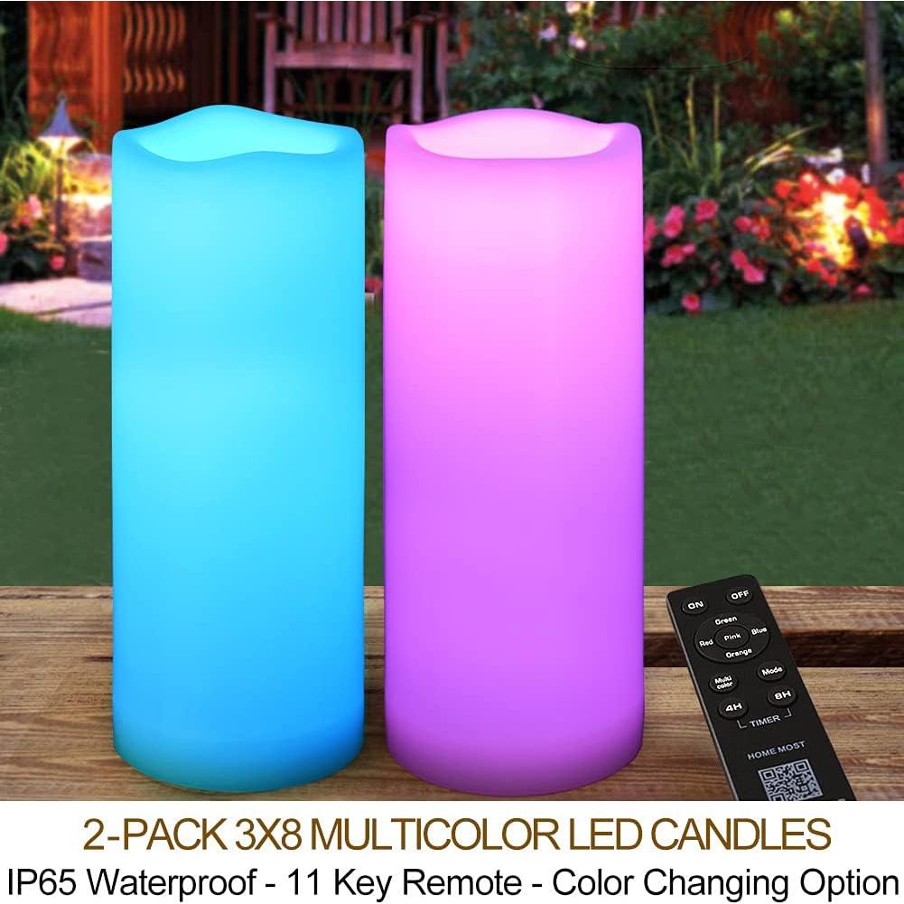 Paquete de 2 Velas LED Multicolor 3x8 HOME MOST para Exterior
