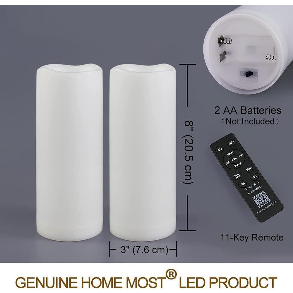 Paquete de 2 Velas LED Multicolor 3x8 HOME MOST para Exterior