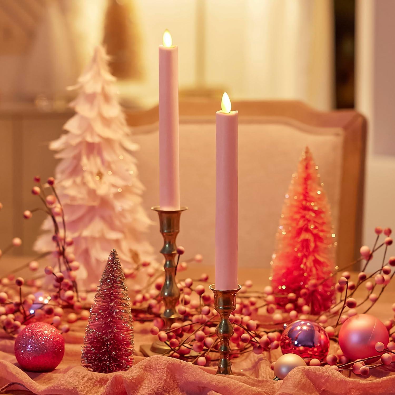Luminara Vela Taper LED Sin Llama Rosa Beige - Paquete de 2
