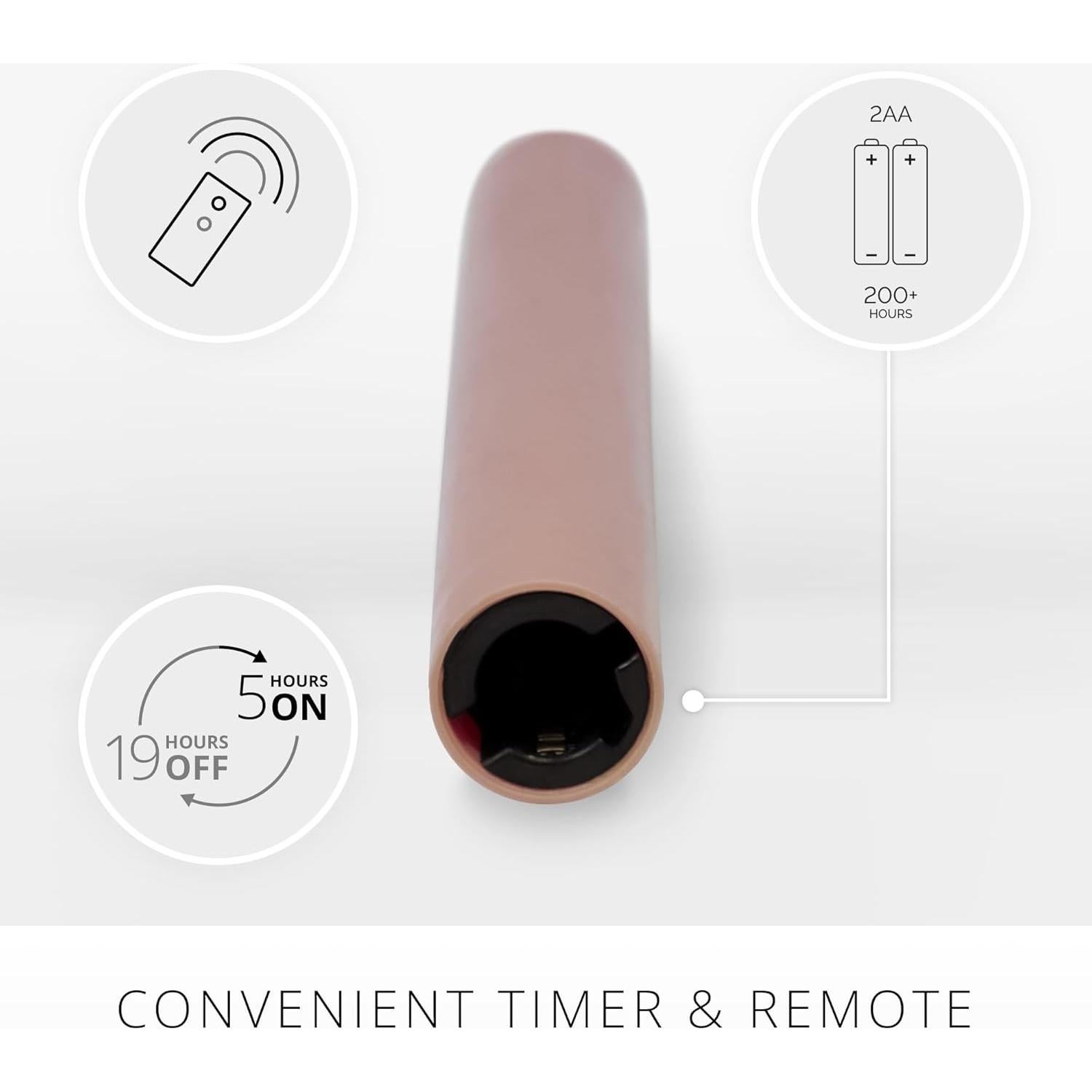 Luminara Vela Taper LED Sin Llama Rosa Beige - Paquete de 2