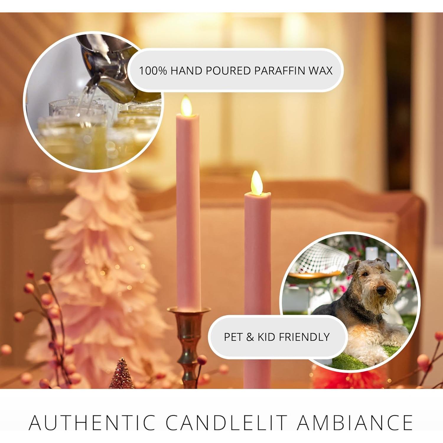 Luminara Vela Taper LED Sin Llama Rosa Beige - Paquete de 2