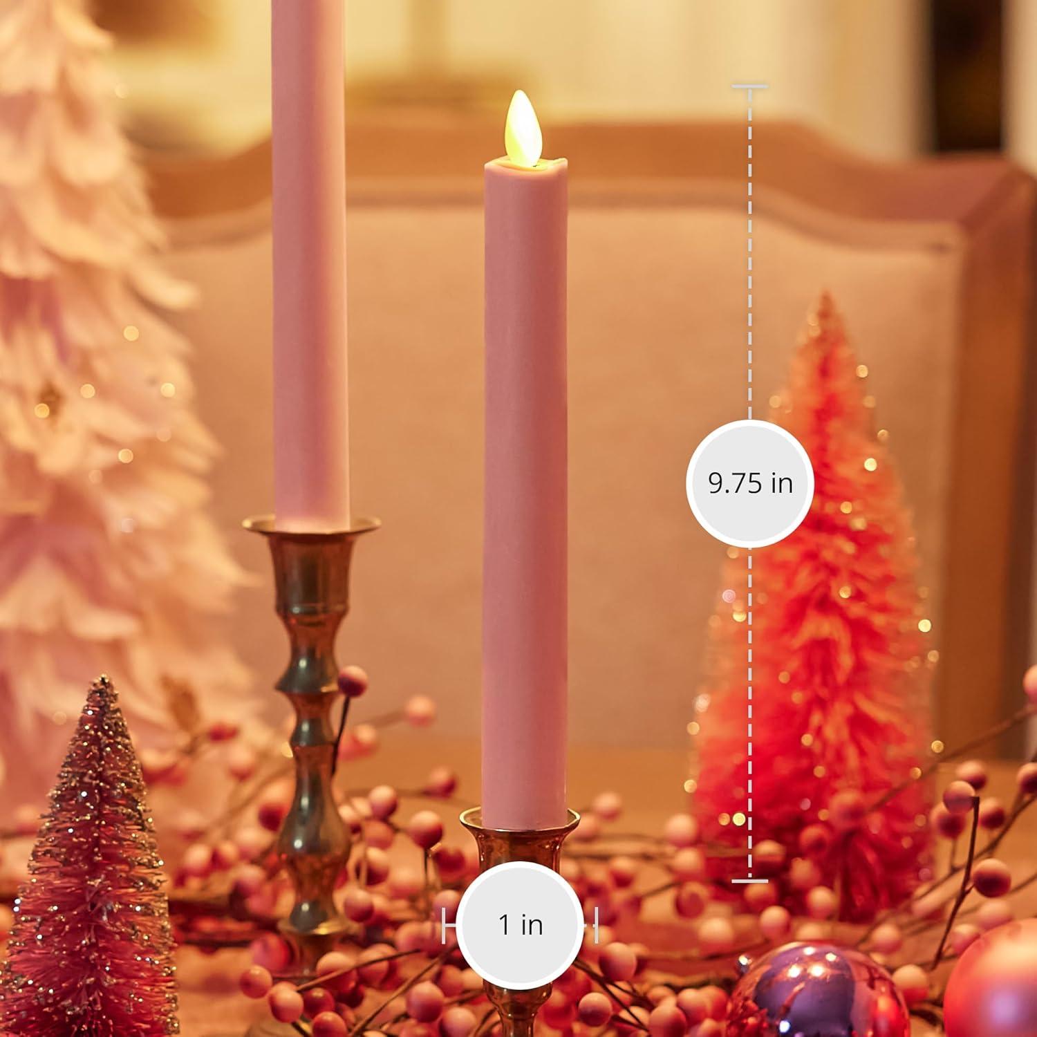 Luminara Vela Taper LED Sin Llama Rosa Beige - Paquete de 2