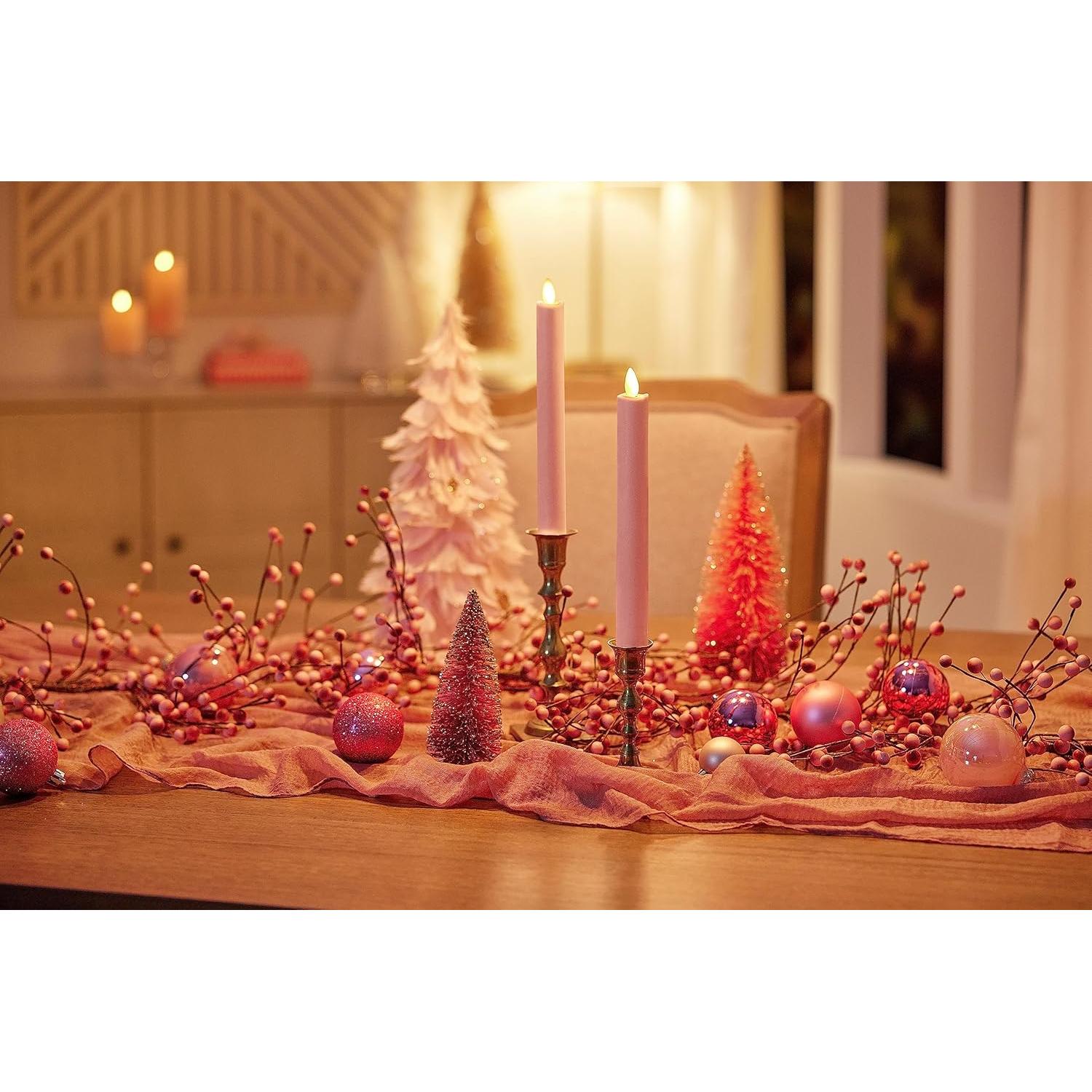 Luminara Vela Taper LED Sin Llama Rosa Beige - Paquete de 2