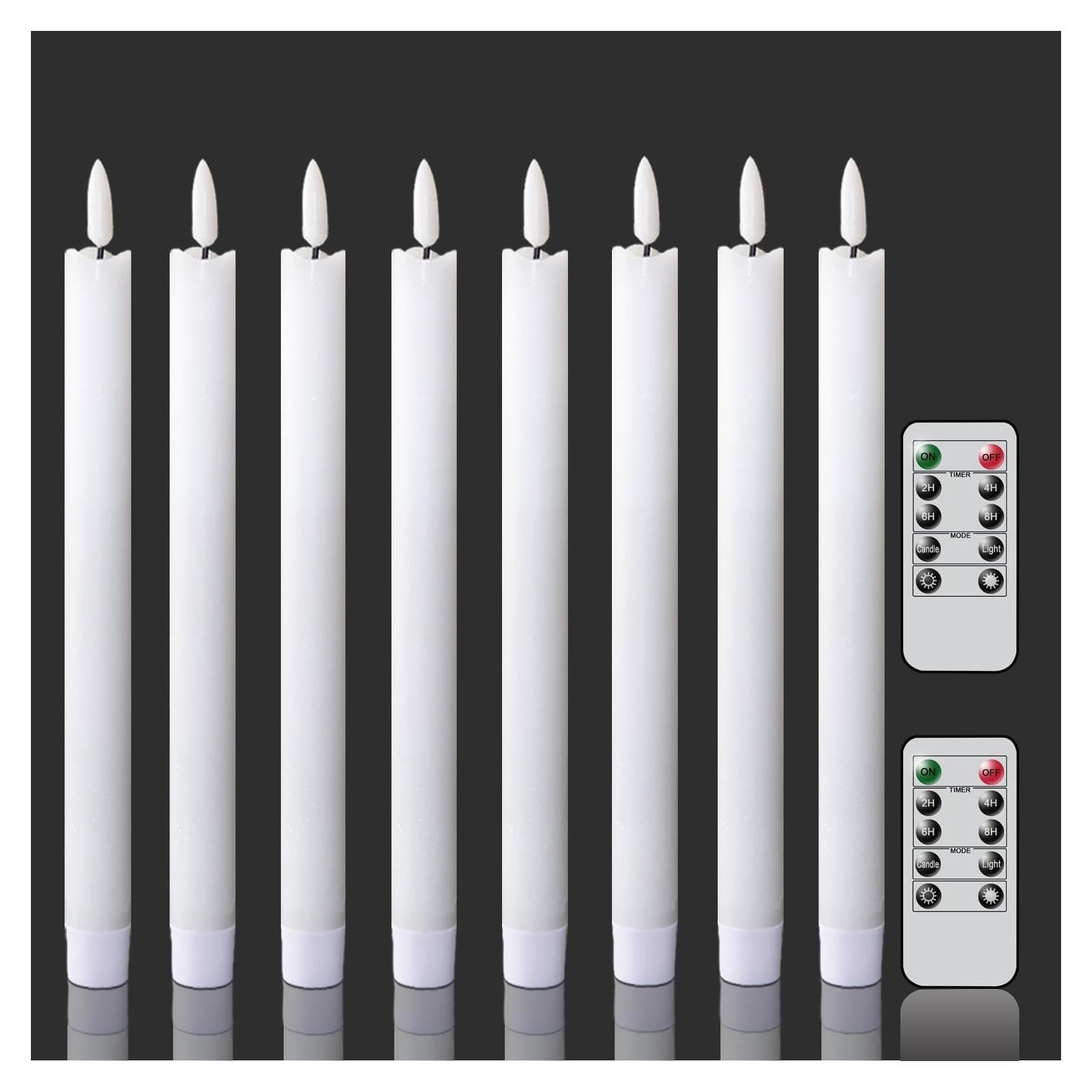 Candelas LED de Cera Real Sin Llama KunSwenn 24.5x2 cm 8 PCS