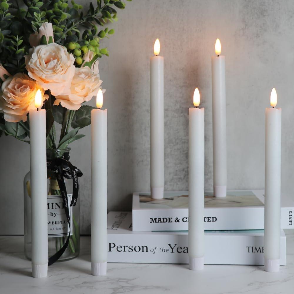 Candelas LED de Cera Real Sin Llama KunSwenn 24.5x2 cm 8 PCS