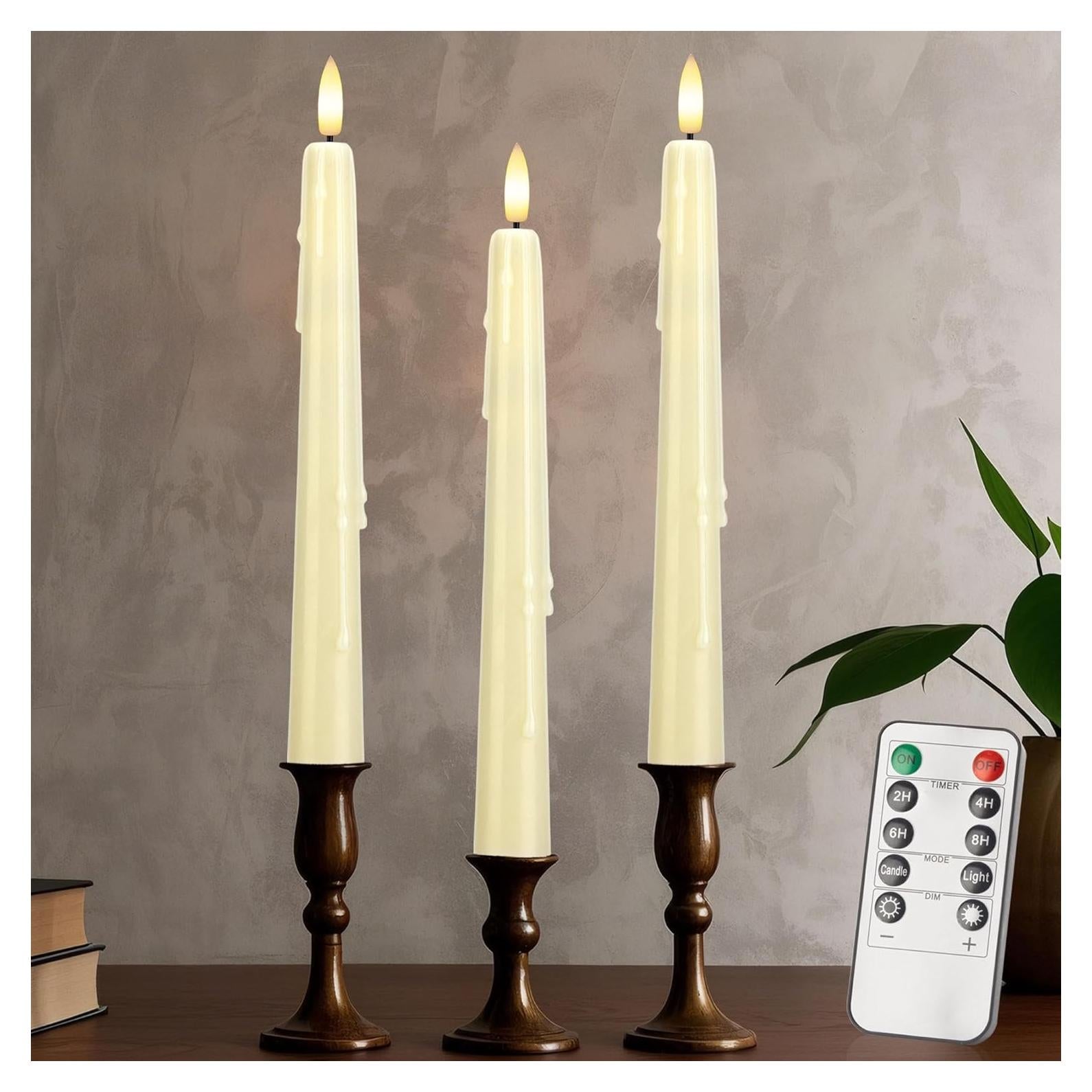 Velas Sin Llama AFINETH 24.4 cm Control Remoto 3 Piezas