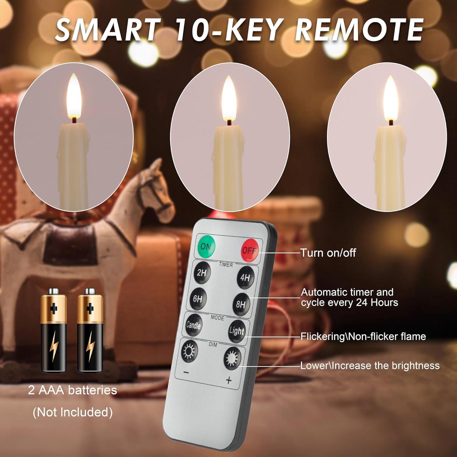 Velas Sin Llama AFINETH 24.4 cm Control Remoto 3 Piezas