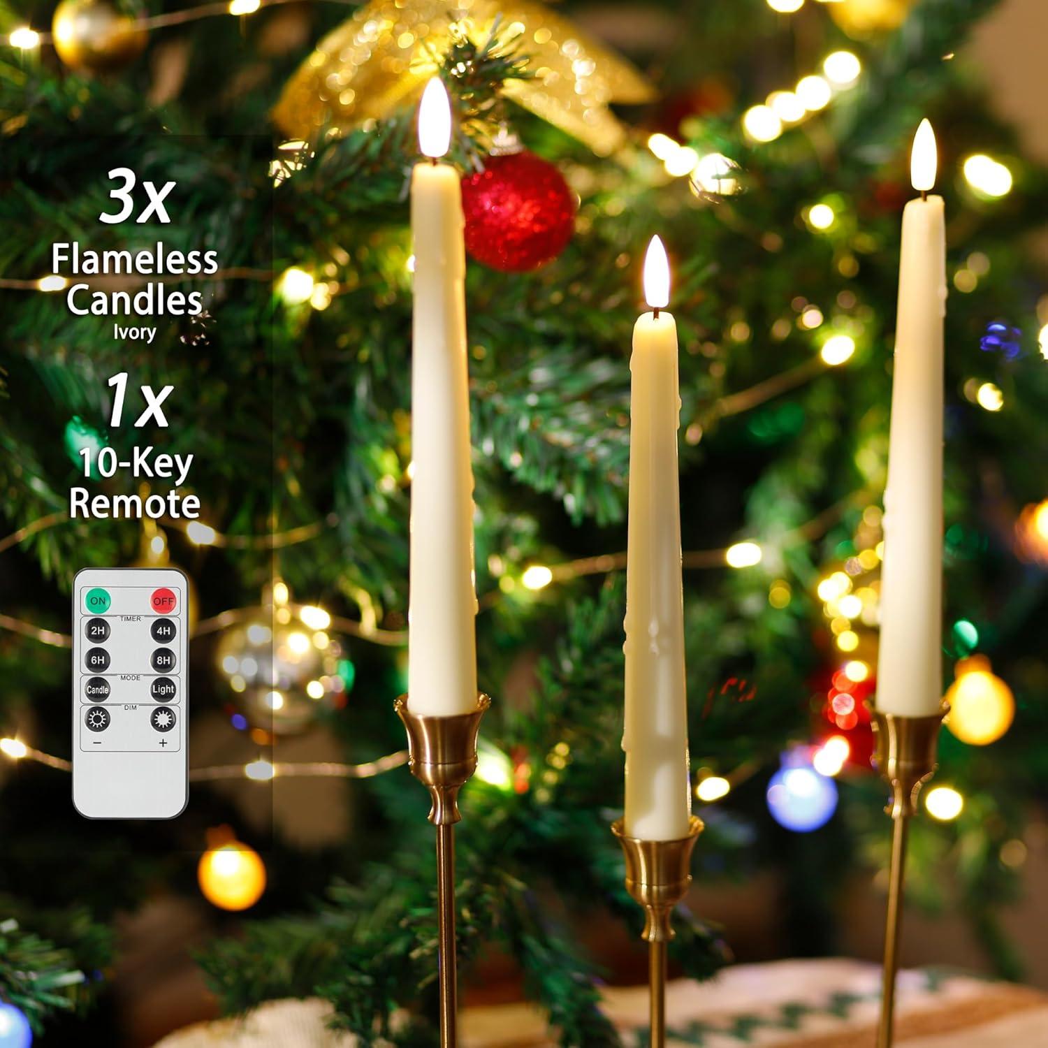 Velas Sin Llama AFINETH 24.4 cm Control Remoto 3 Piezas