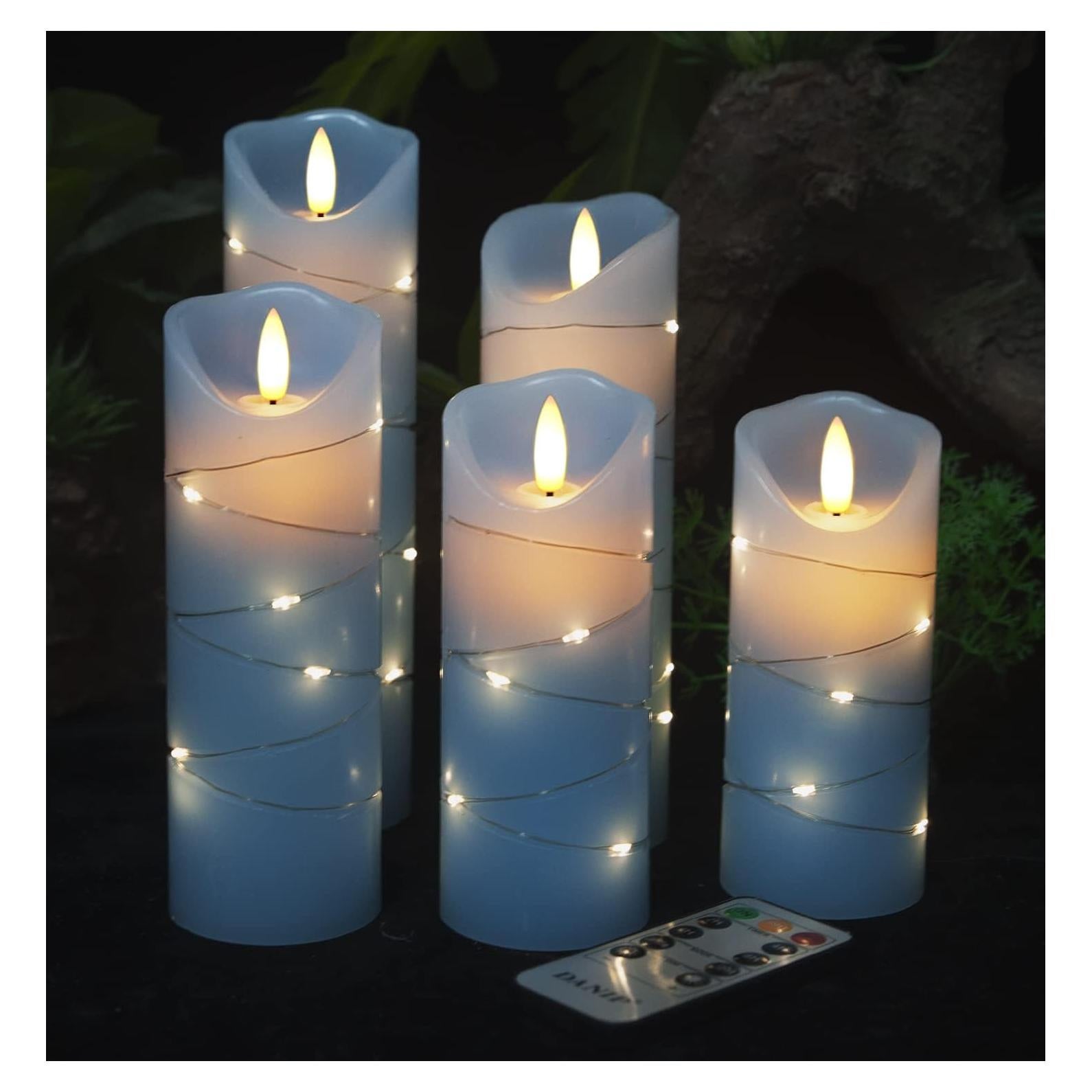 Vela LED Sin Llama Danip con Cadena de Estrellas 5 Piezas
