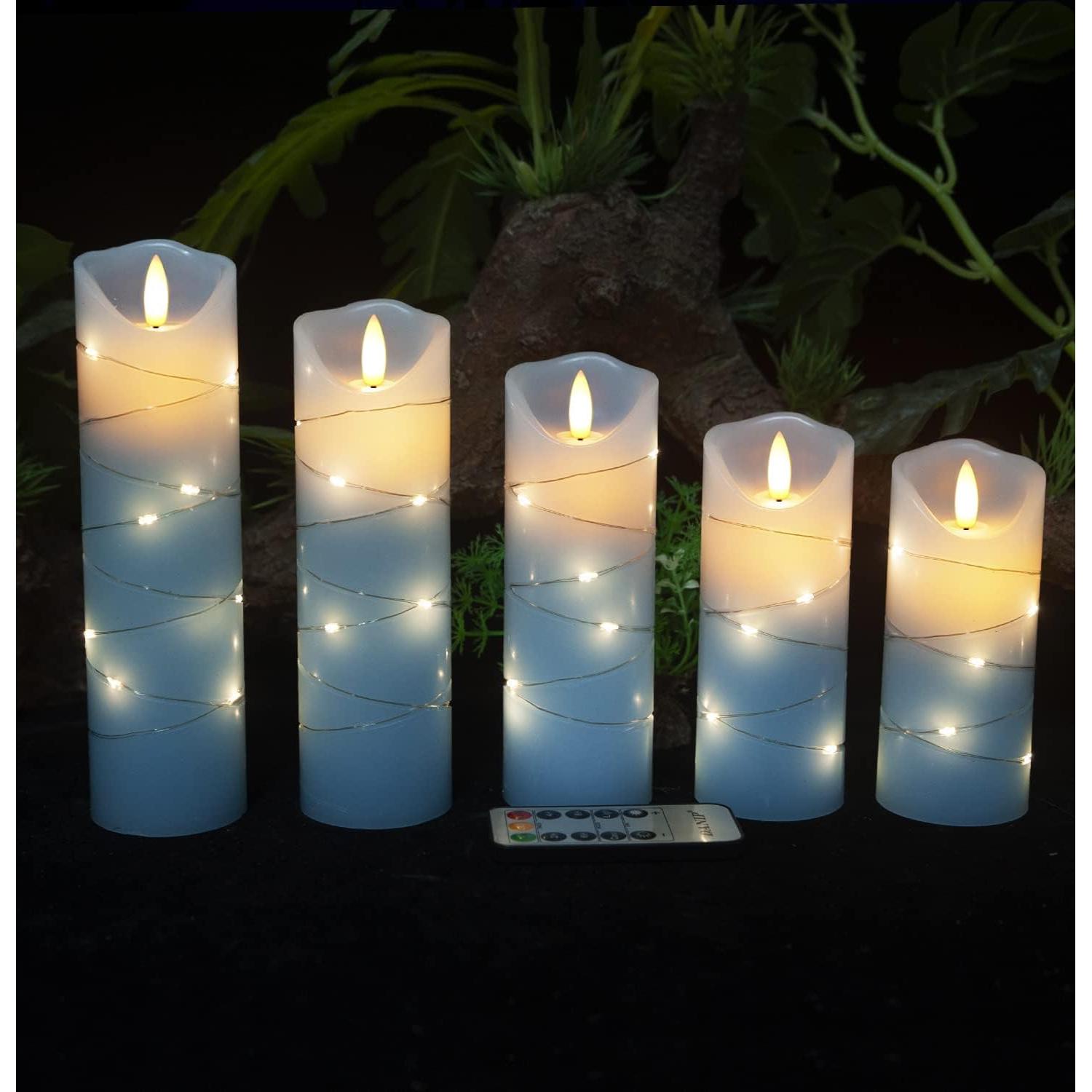 Vela LED Sin Llama Danip con Cadena de Estrellas 5 Piezas