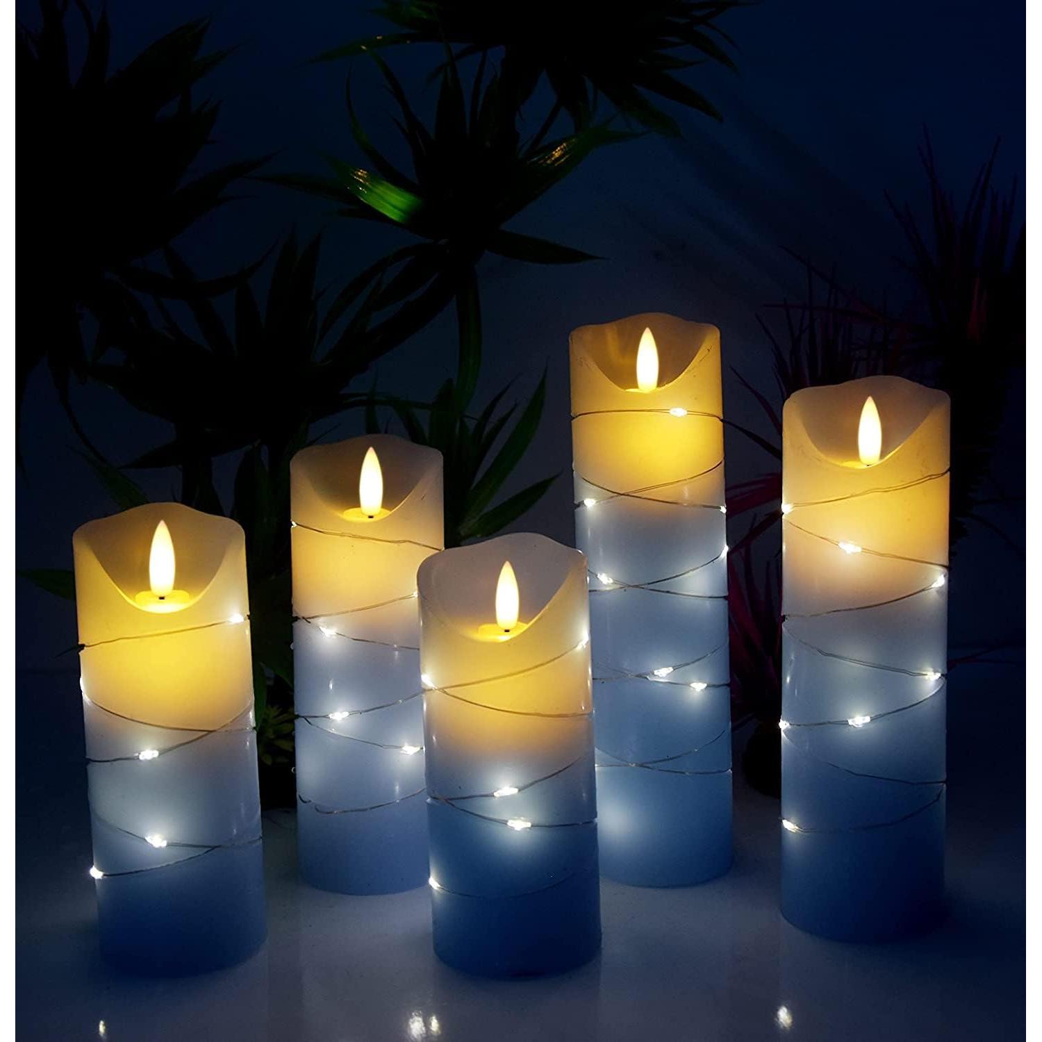 Vela LED Sin Llama Danip con Cadena de Estrellas 5 Piezas