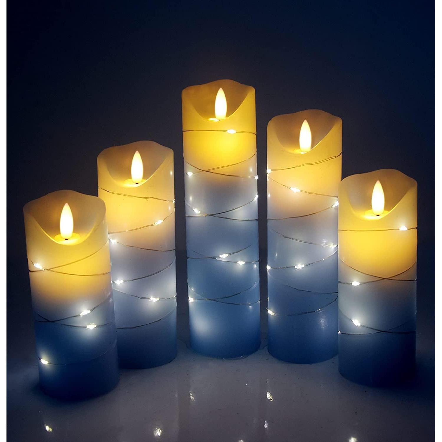 Vela LED Sin Llama Danip con Cadena de Estrellas 5 Piezas
