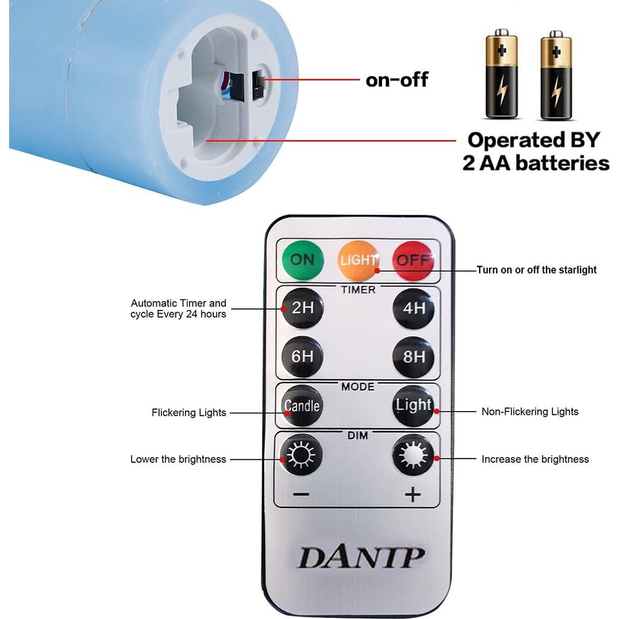 Vela LED Sin Llama Danip con Cadena de Estrellas 5 Piezas