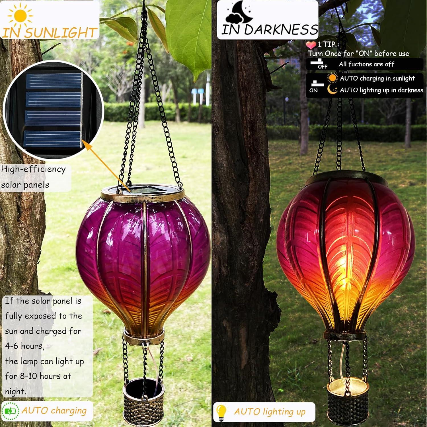 Linterna Solar Globo Aerostático Merrytech Rosa 45.72cm