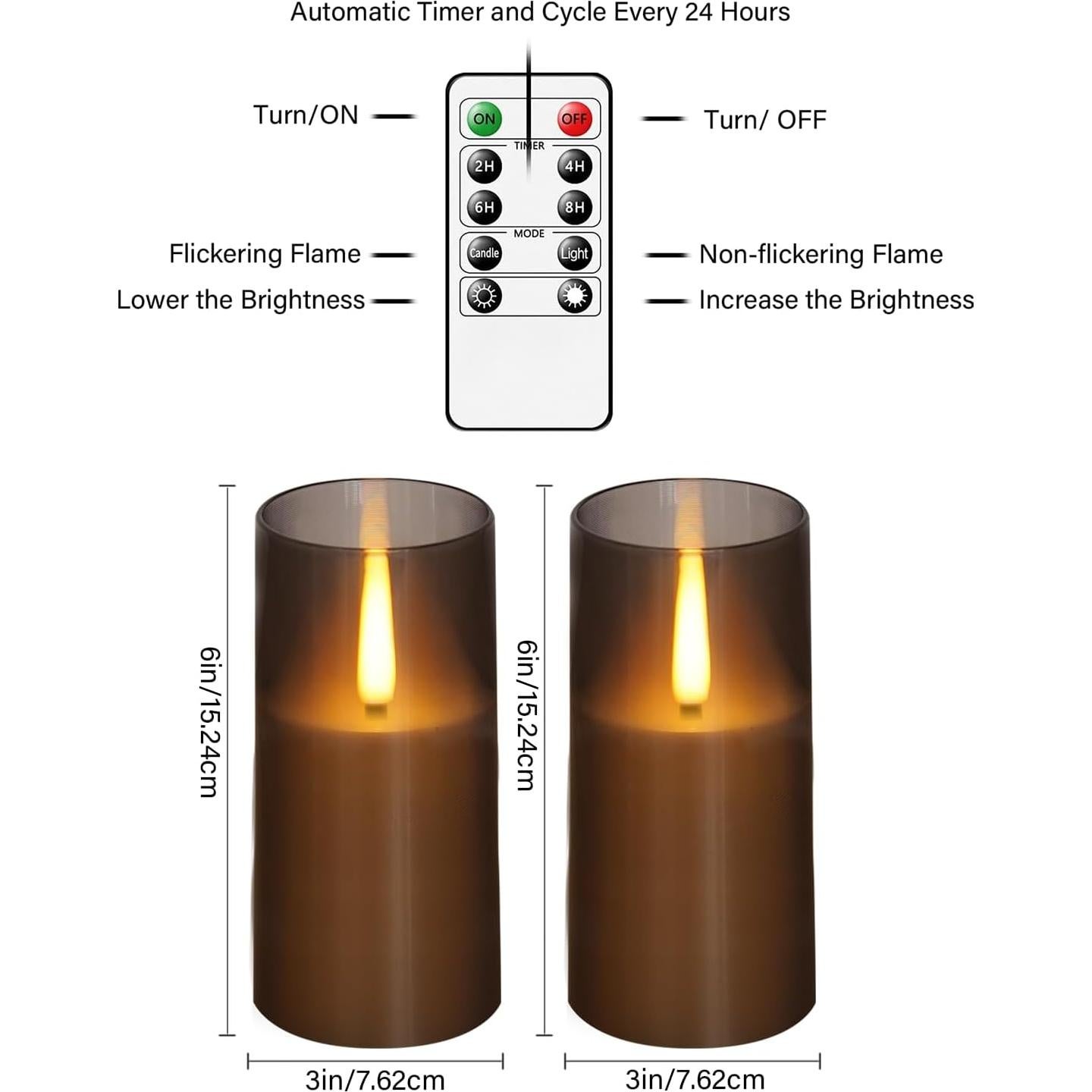 Velas LED sin llama JINYANIA con control remoto y temporizador