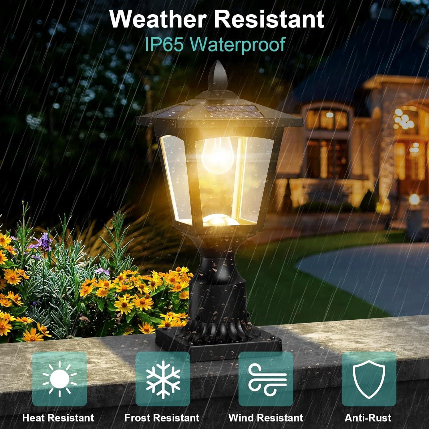 Luz de Poste Solar Greluna 3000K IP65 para Jardín y Patio