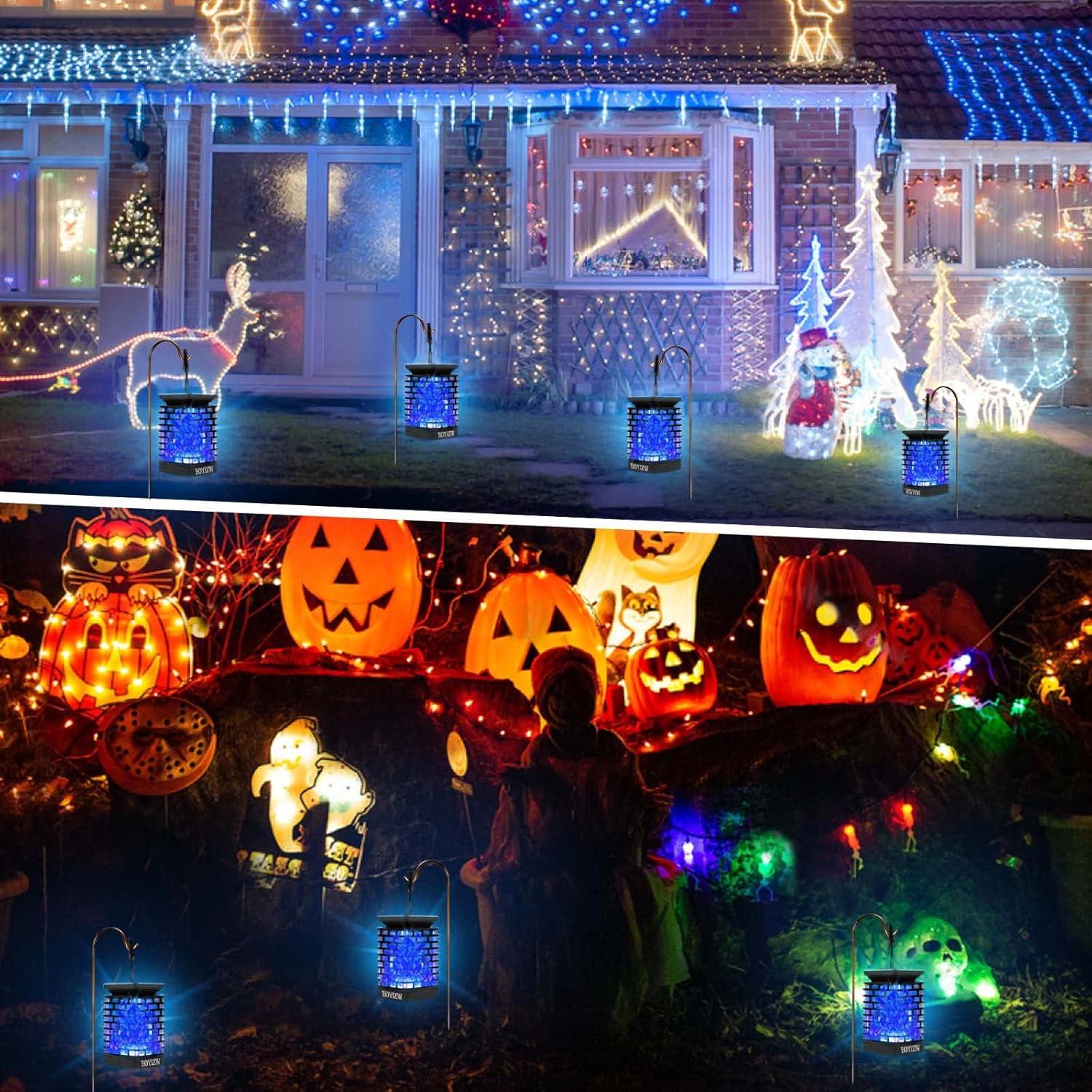 Lámpara Solar LED Eoyizw con Llama Danzante - 2 Piezas Azul