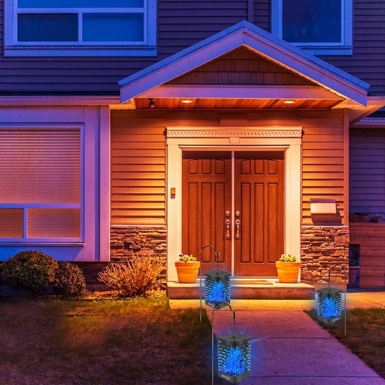 Lámpara Solar LED Eoyizw con Llama Danzante - 2 Piezas Azul