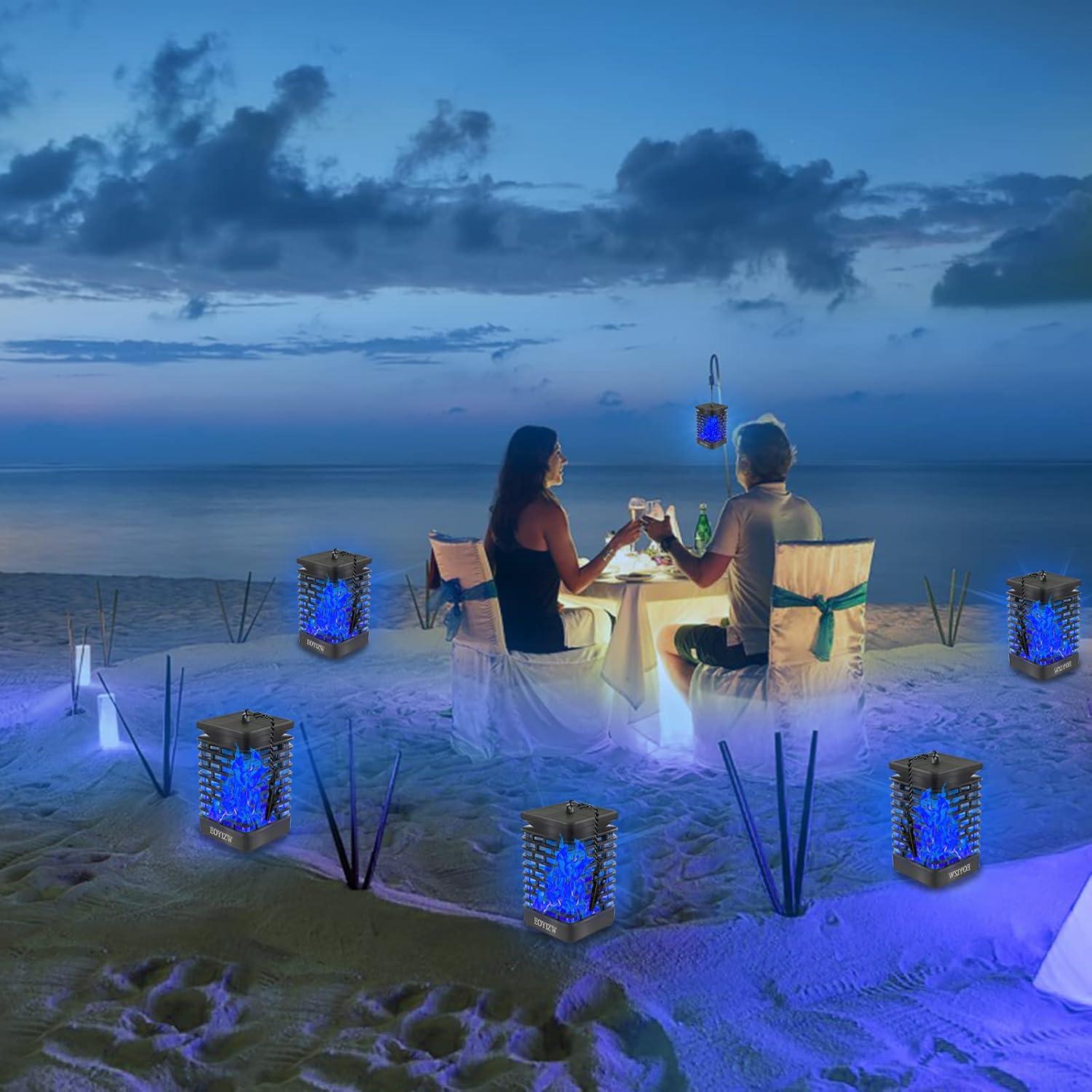 Lámpara Solar LED Eoyizw con Llama Danzante - 2 Piezas Azul