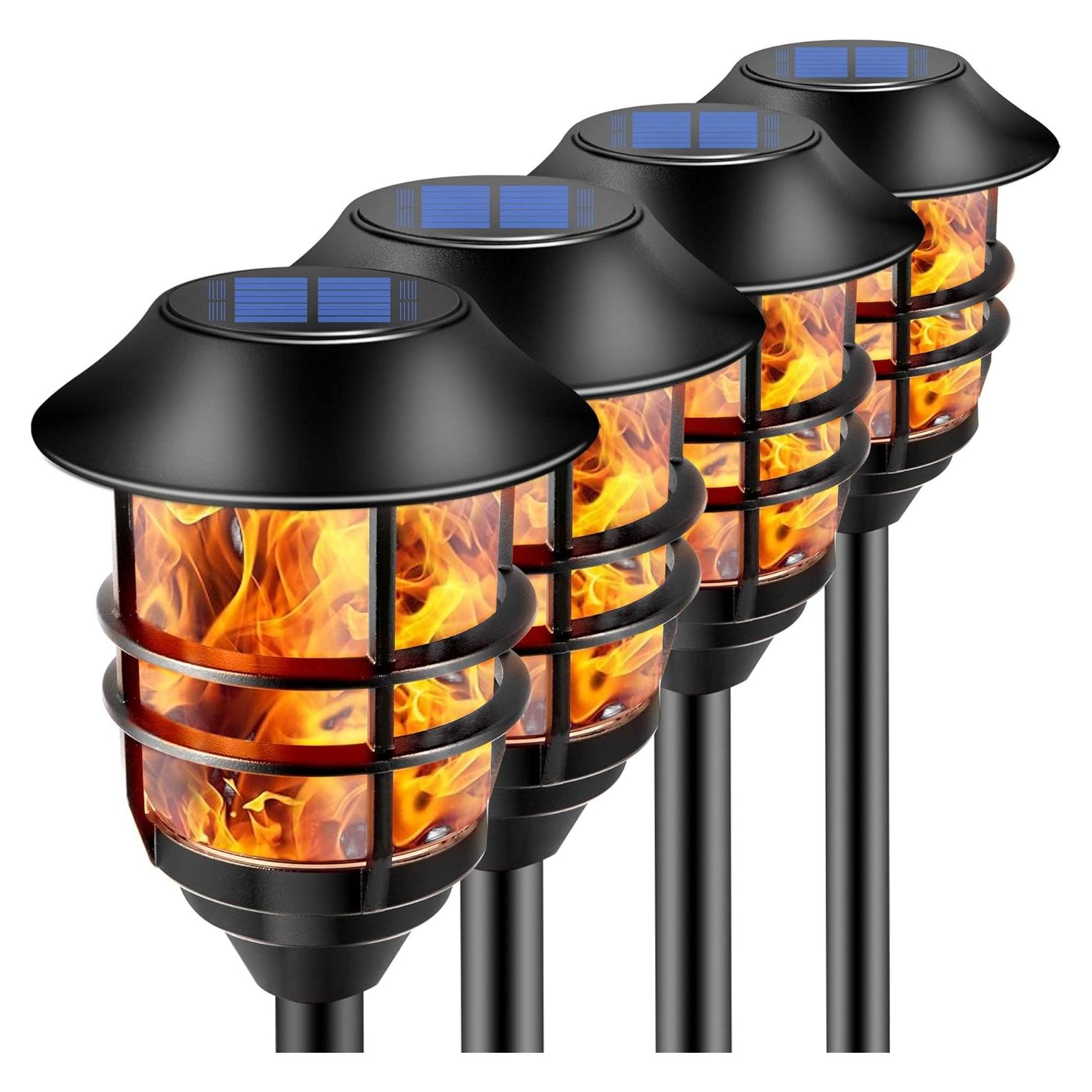 Luces Solares ZOOHAR para Jardín, Antorchas Altas 167.64 cm, 4 Unidades