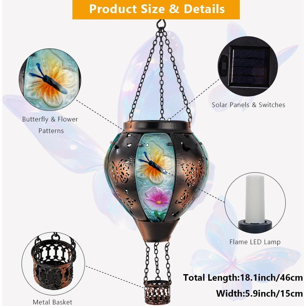 Lámpara Solar Colgante DREAMSOUL Mariposa 46cm para Jardín
