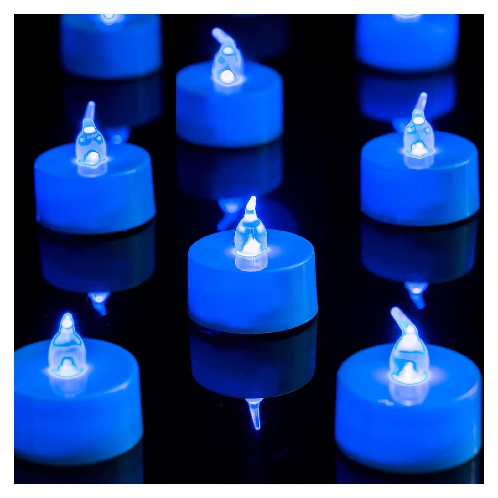 LANKER 24 Velas LED Tealight Sin Llama Azules para Decoración