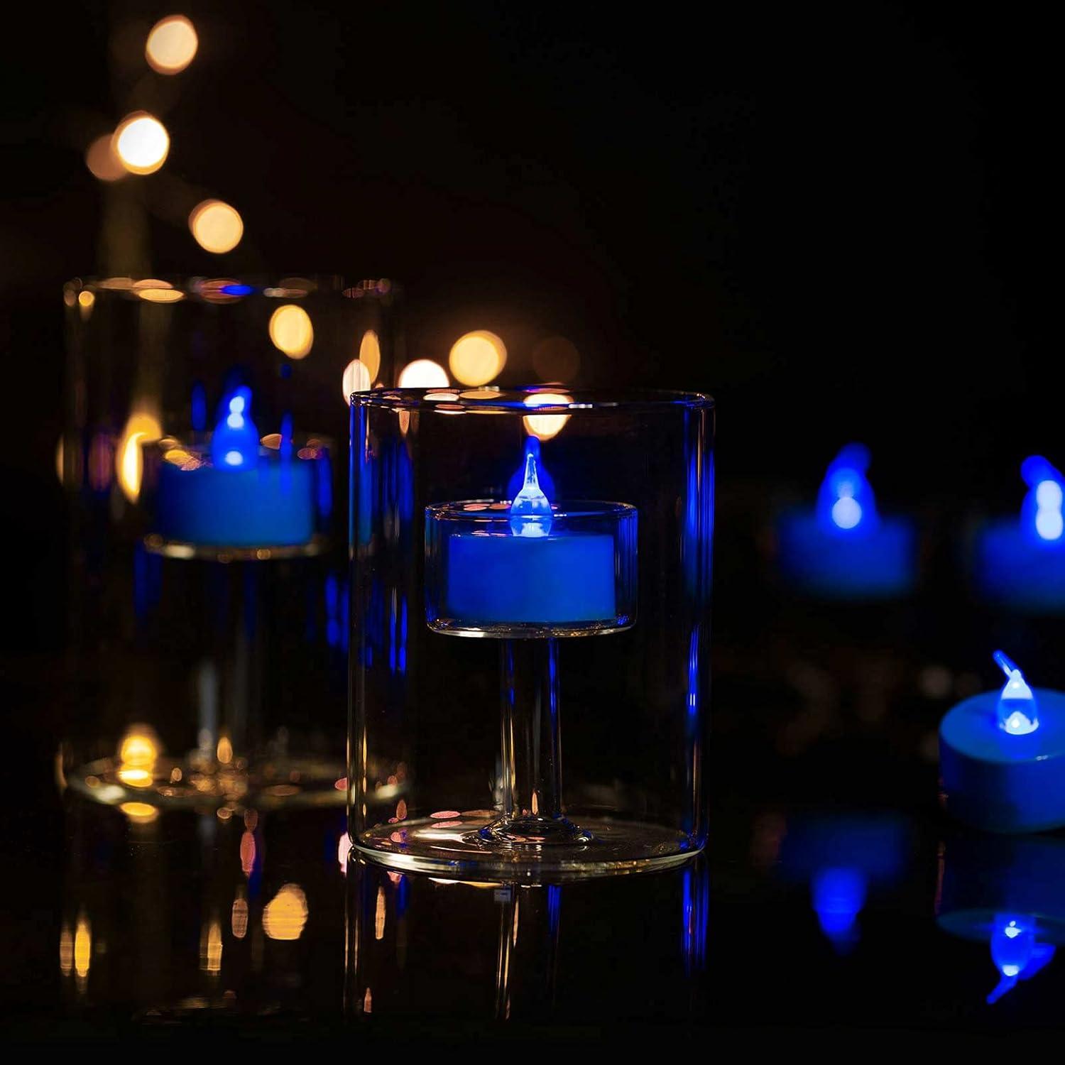 LANKER 24 Velas LED Tealight Sin Llama Azules para Decoración