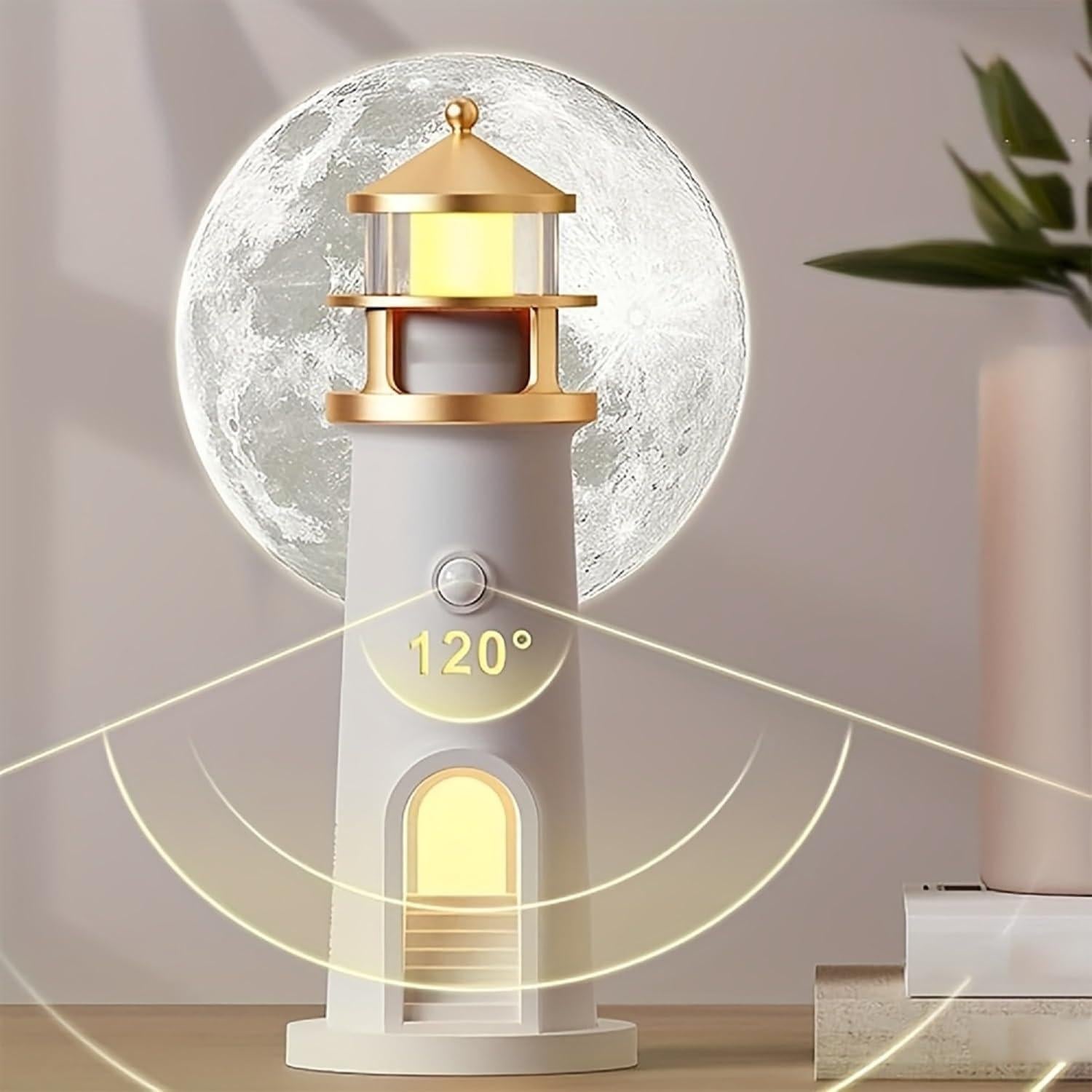 Lámpara Nocturna Faro Lunar LED Recargable 24cm - Decoración Infantil
