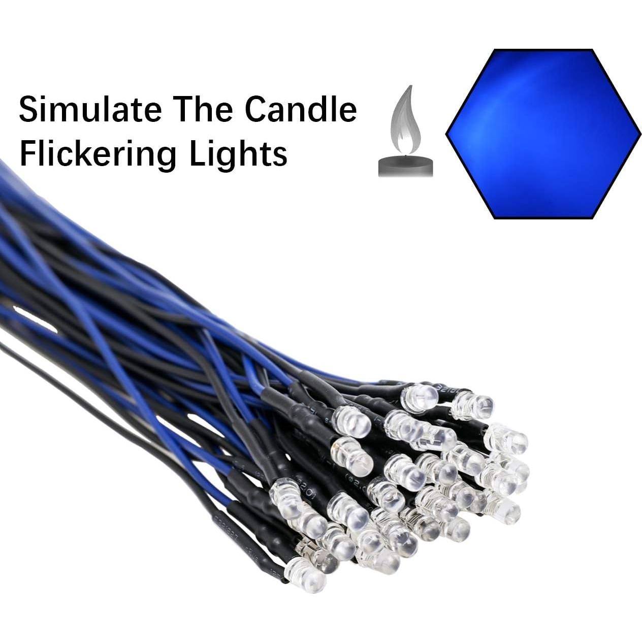 30 Luces LED Azules Parpadeantes 3mm EDGELEC 12V Pre Cableadas