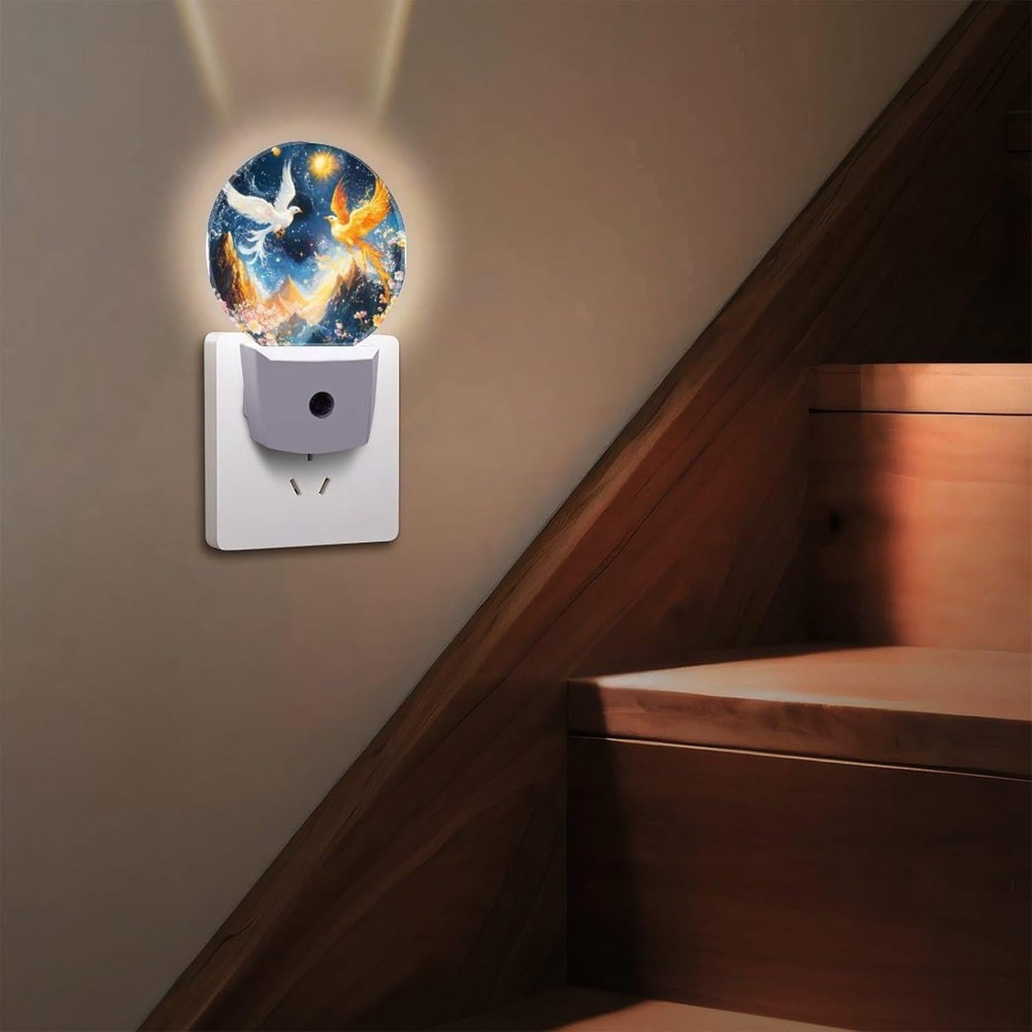 Phoenixs Flame Bird Flying to The Sky LED Night Light Plug Into Wall with Sensor for Room Bedroom Bathroom Hallway 11.2x5x7.5cm