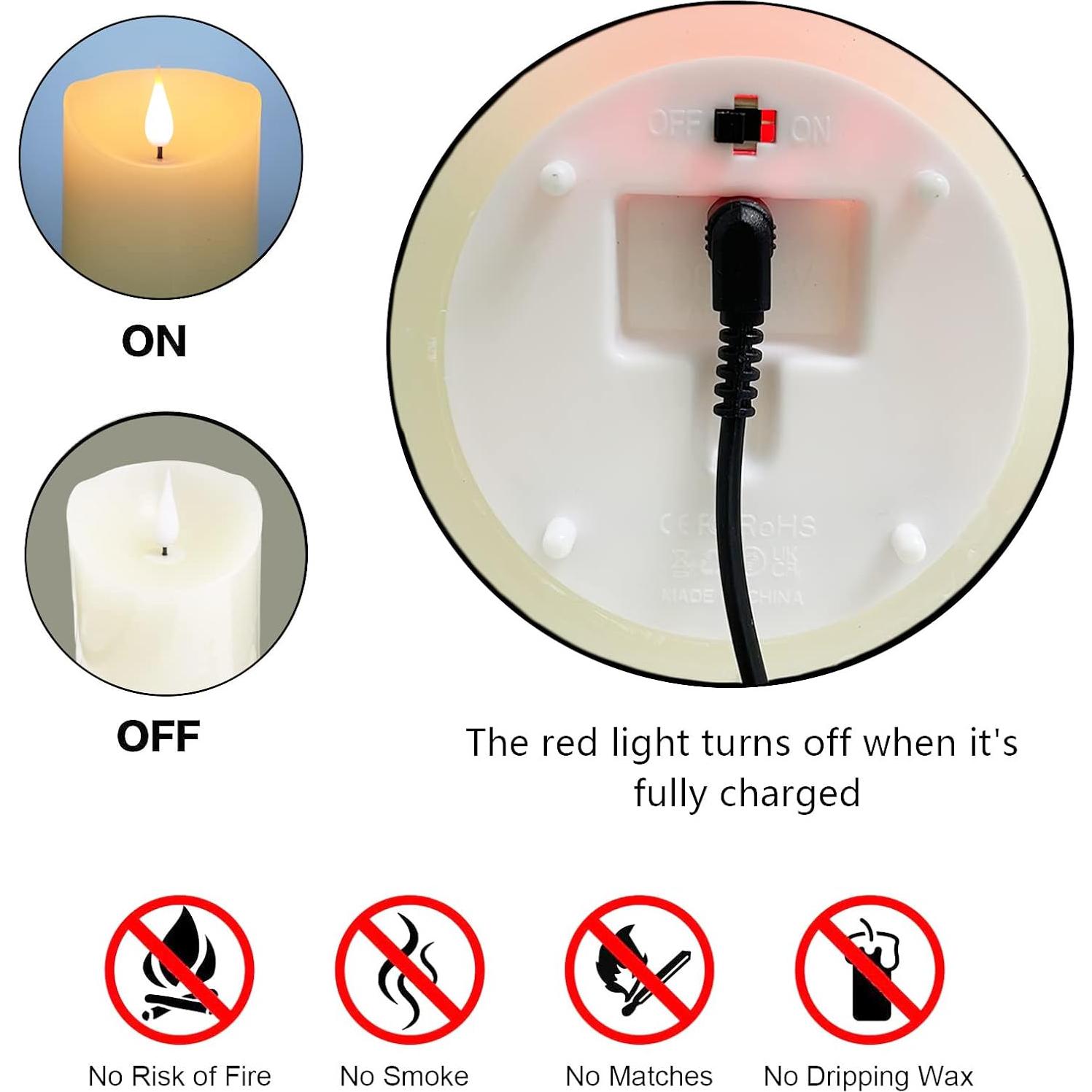 Velas LED Recargables Lezonic con Control Remoto y Temporizador - 3 Piezas