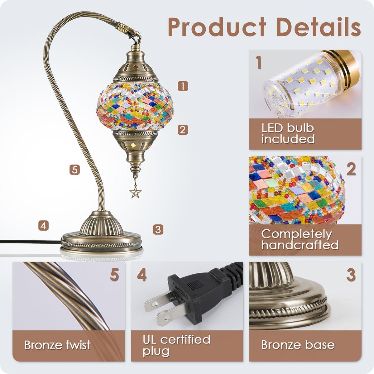 Lámpara Turca Yarra-Decor Cuello de Cisne 3 Colores LED