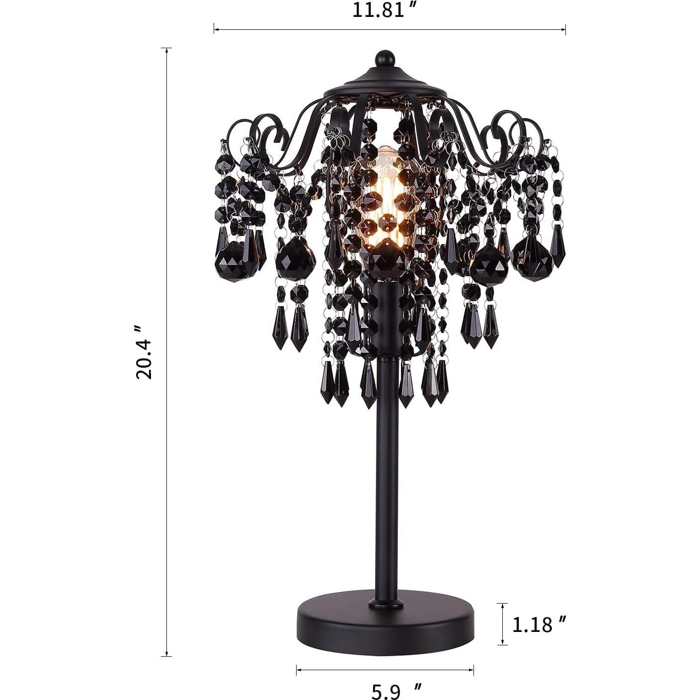 Lámpara de mesa de cristal negro MEIXISUE 51.8 cm E26