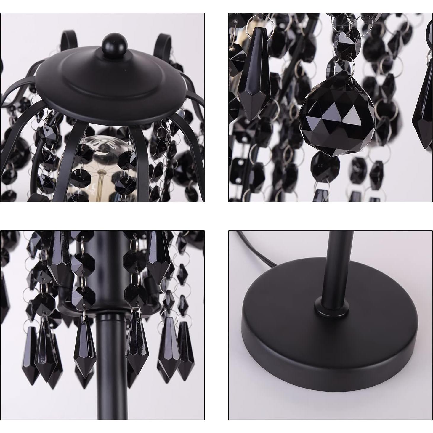 Lámpara de mesa de cristal negro MEIXISUE 51.8 cm E26