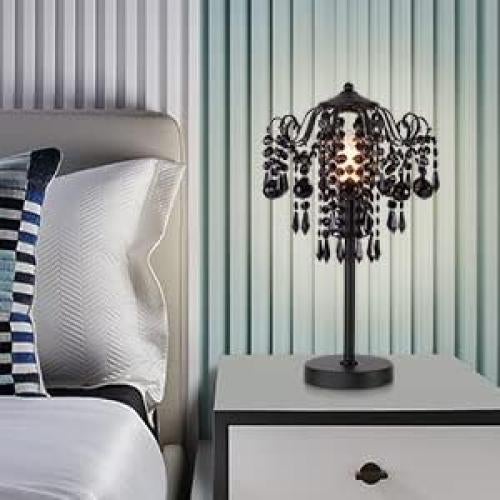 Lámpara de mesa de cristal negro MEIXISUE 51.8 cm E26