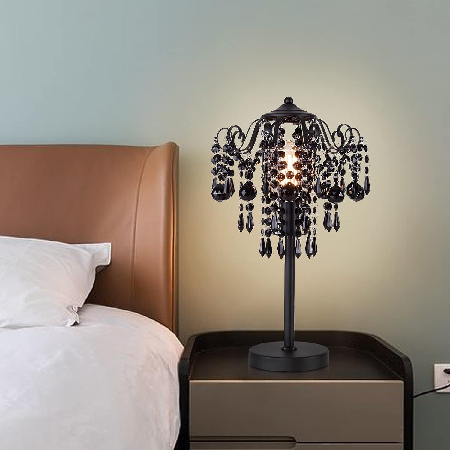 Lámpara de mesa de cristal negro MEIXISUE 51.8 cm E26