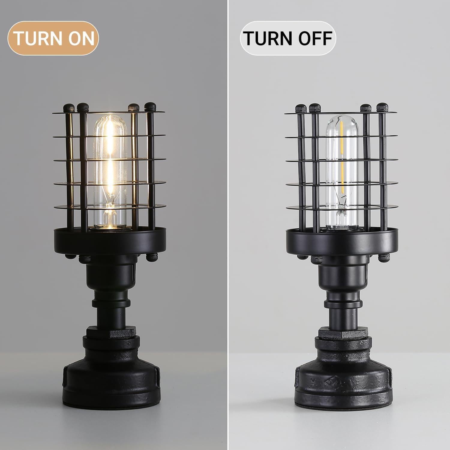 Base de Lámpara de Mesa Vintage E26 Steampunk Cilindro Negro