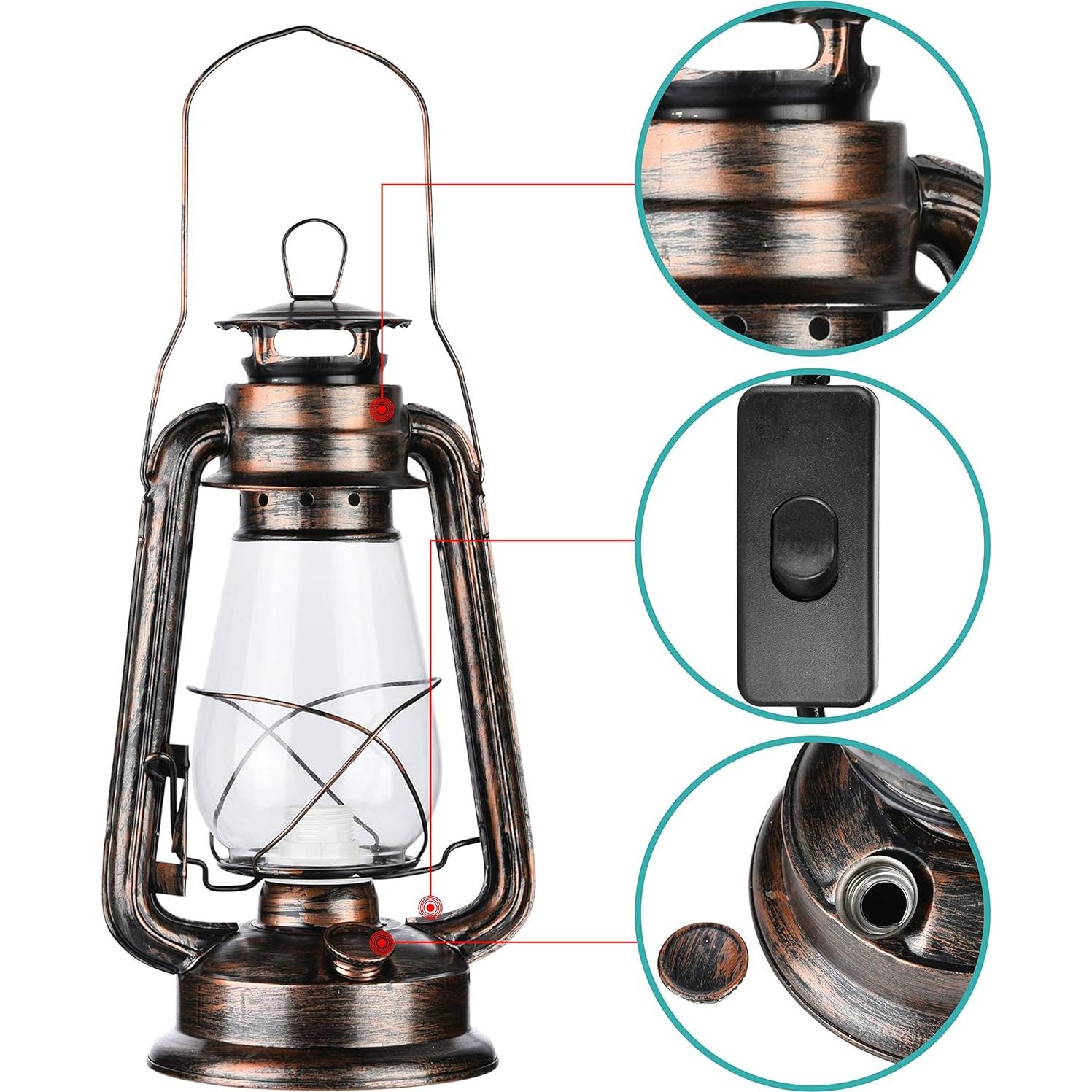 Lámpara de Aceite Eléctrica Vintage 12Vmonster con LED Edison