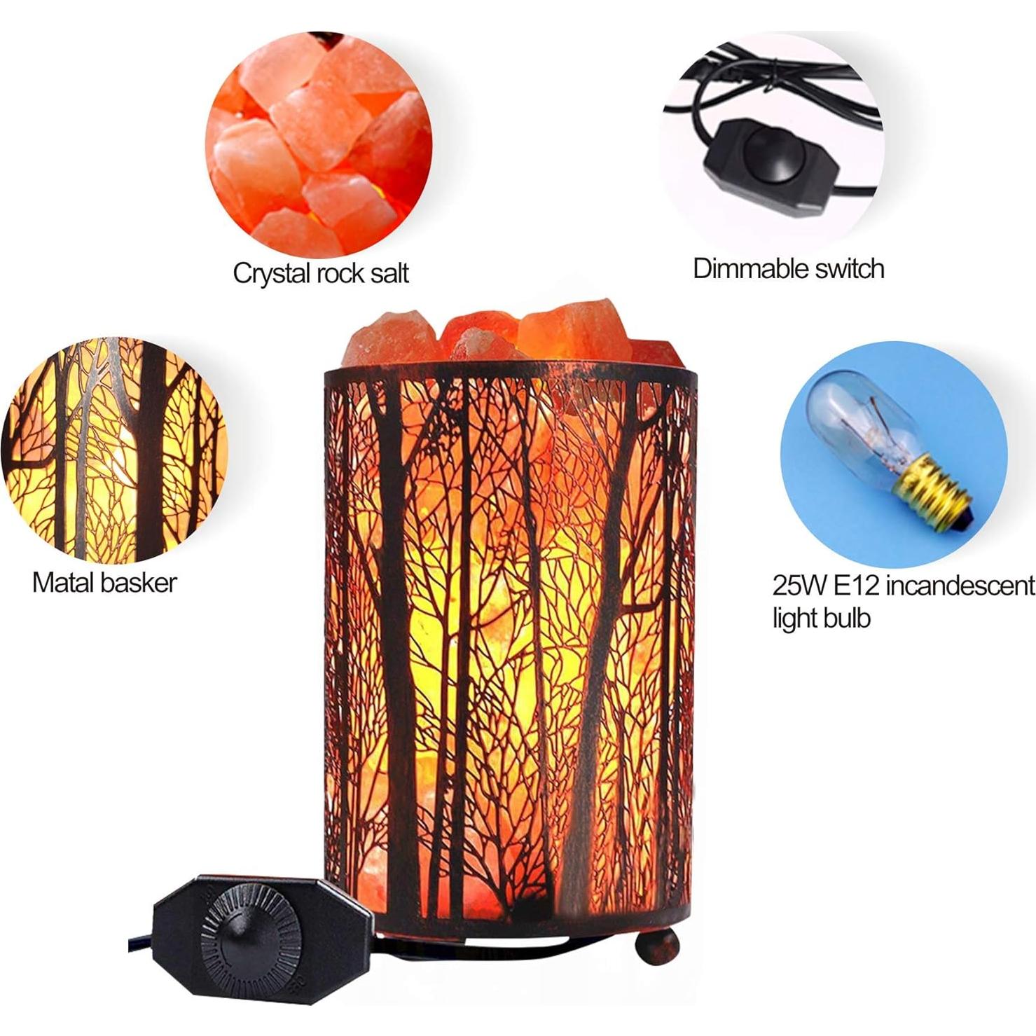 Lámpara de Sal Natural Shineled con Cesta de Metal 25W Rojo