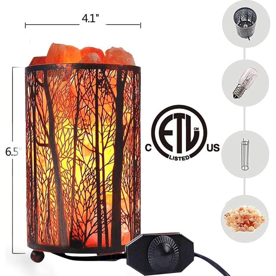 Lámpara de Sal Natural Shineled con Cesta de Metal 25W Rojo