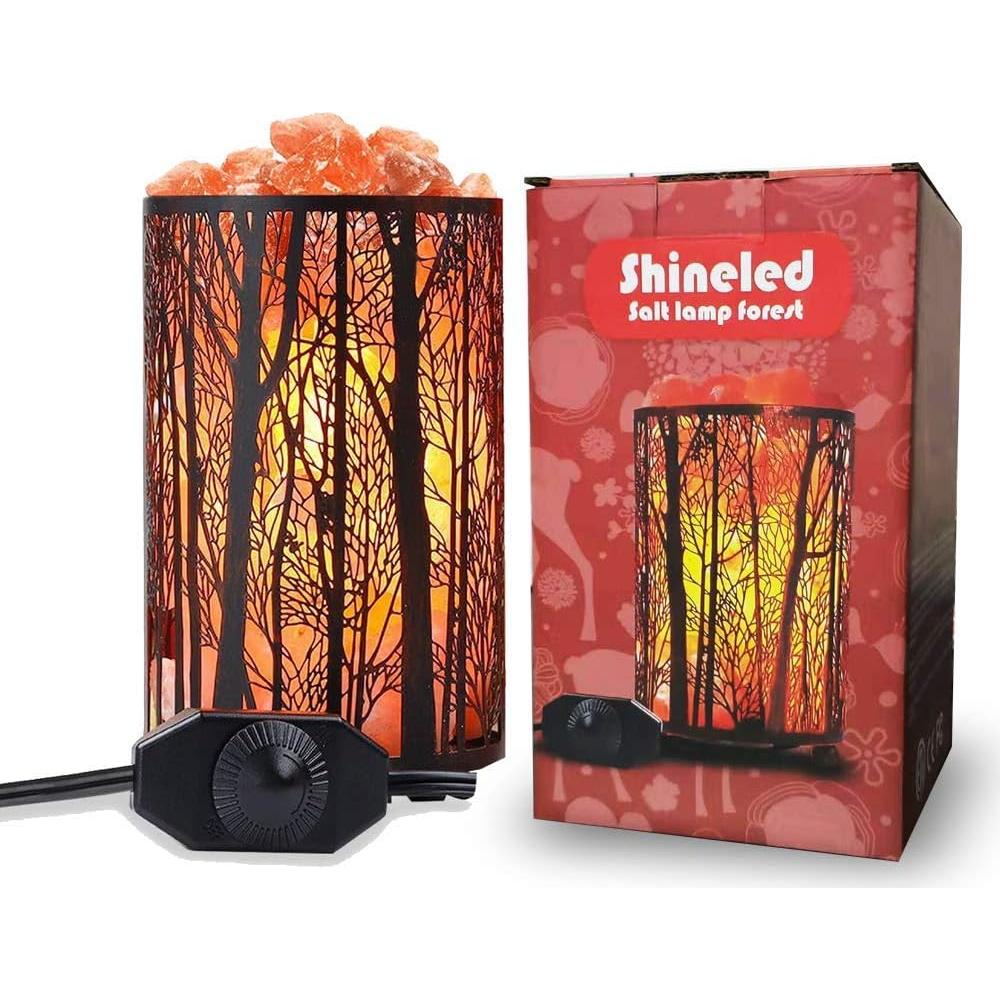 Lámpara de Sal Natural Shineled con Cesta de Metal 25W Rojo