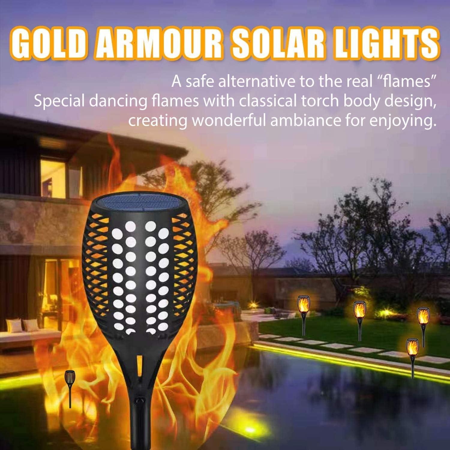 Luces Solares de Antorcha Gold Armour - 96 LED, 108.9 cm